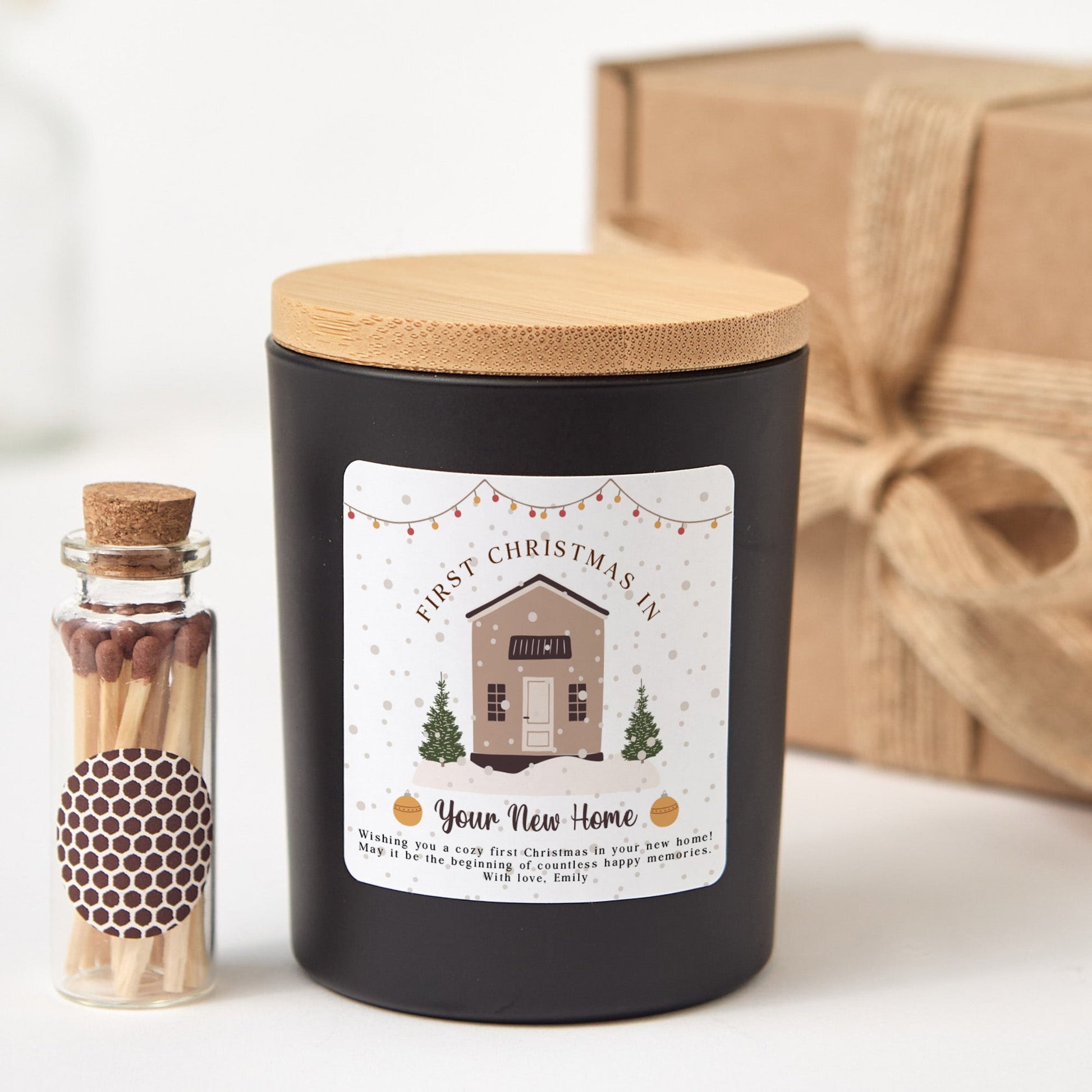 First Christmas in New Home Candle | Personalized Housewarming Gift | Christmas Soy Wax Candle | Holiday Gift for Couple
