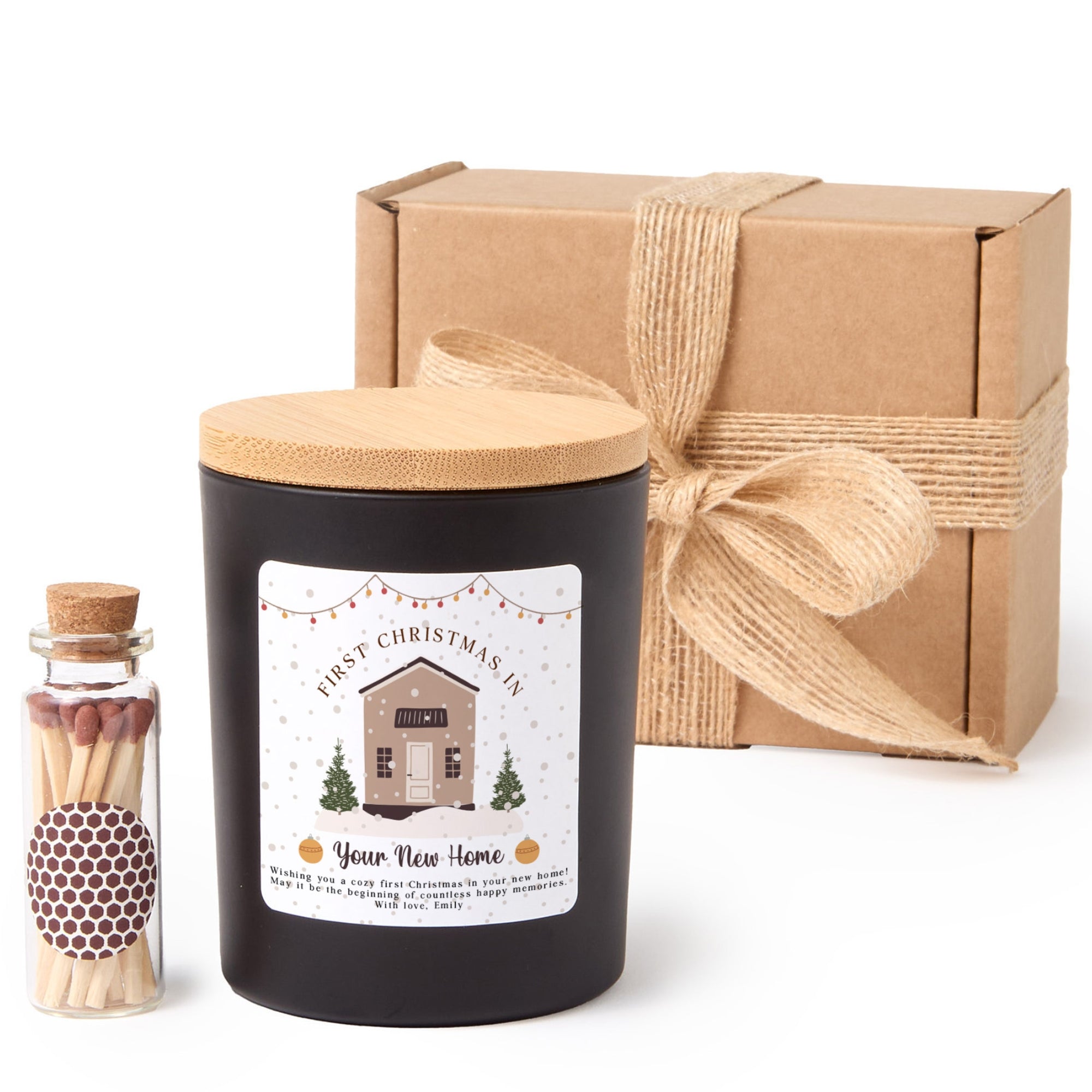 First Christmas in New Home Candle | Personalized Housewarming Gift | Christmas Soy Wax Candle | Holiday Gift for Couple