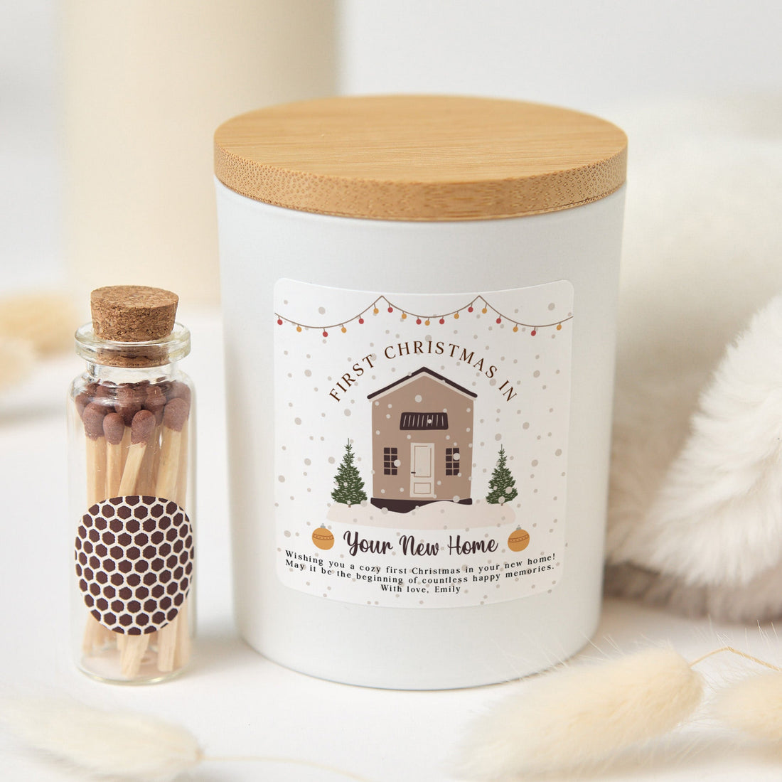 First Christmas in New Home Candle | Personalized Housewarming Gift | Christmas Soy Wax Candle | Holiday Gift for Couple