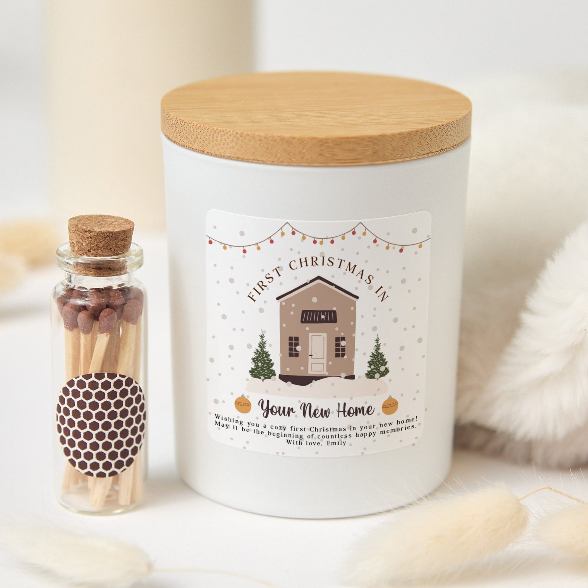 First Christmas in New Home Candle | Personalized Housewarming Gift | Christmas Soy Wax Candle | Holiday Gift for Couple