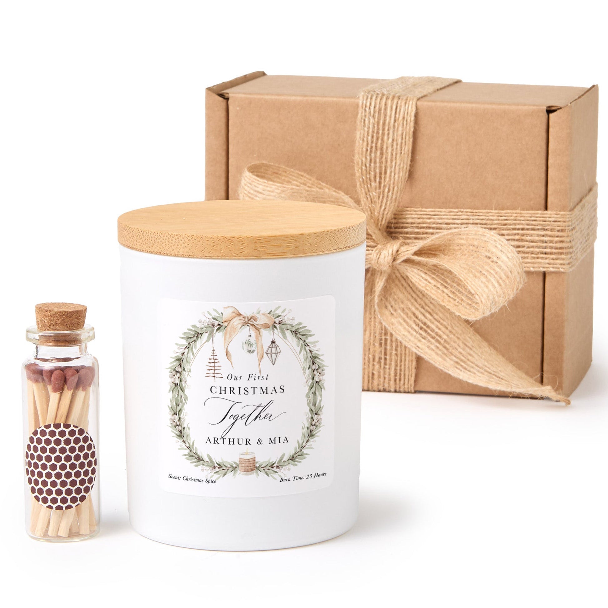 First Christmas Together Candle Gift Box | Personalized Holiday Candle with Matches | Romantic Christmas Gift for Couple
