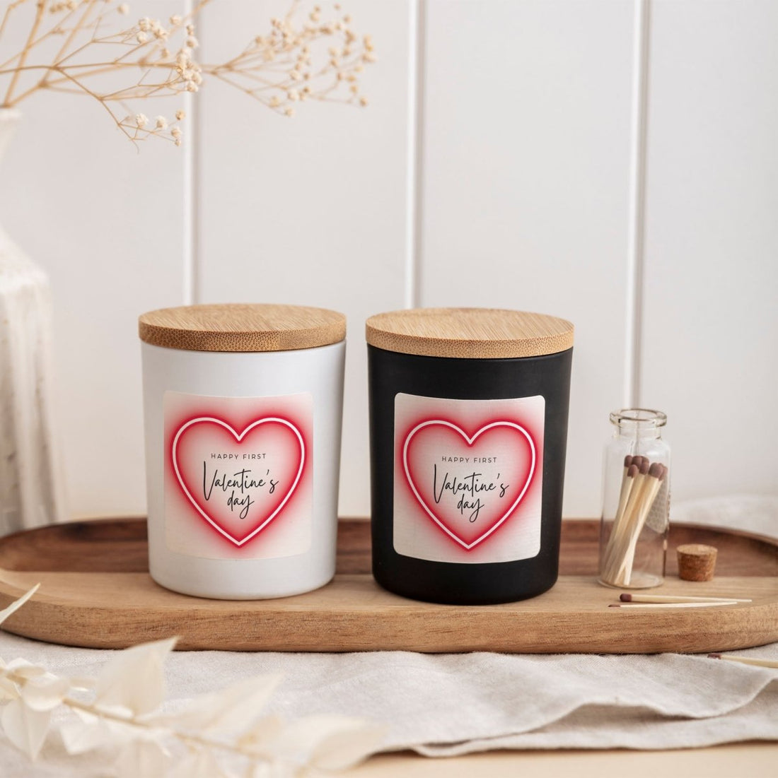 First Valentine’s Day Scented Candle for Couple Anniversary Surprise, Romantic Heart Design with Gift Box