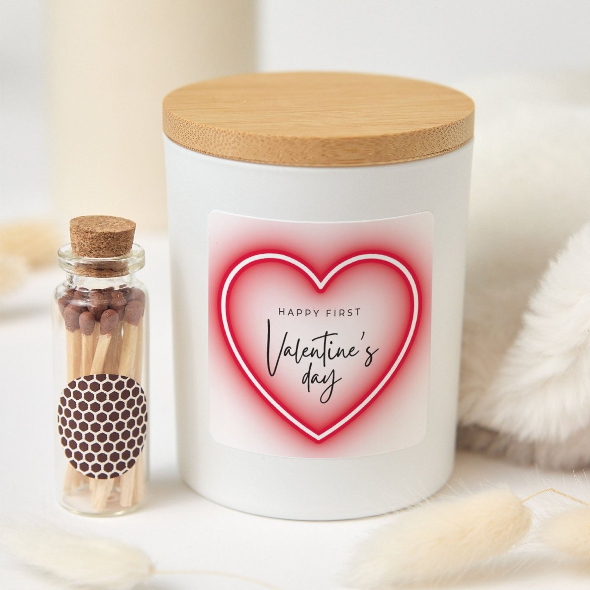 First Valentine’s Day Scented Candle for Couple Anniversary Surprise, Romantic Heart Design with Gift Box