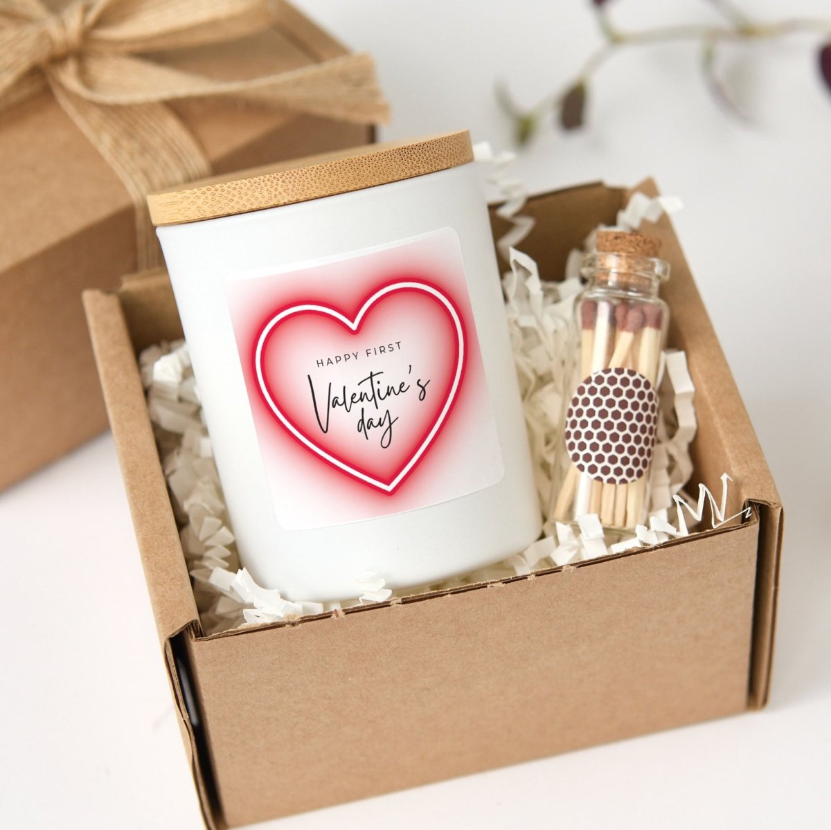 First Valentine’s Day Scented Candle for Couple Anniversary Surprise, Romantic Heart Design with Gift Box