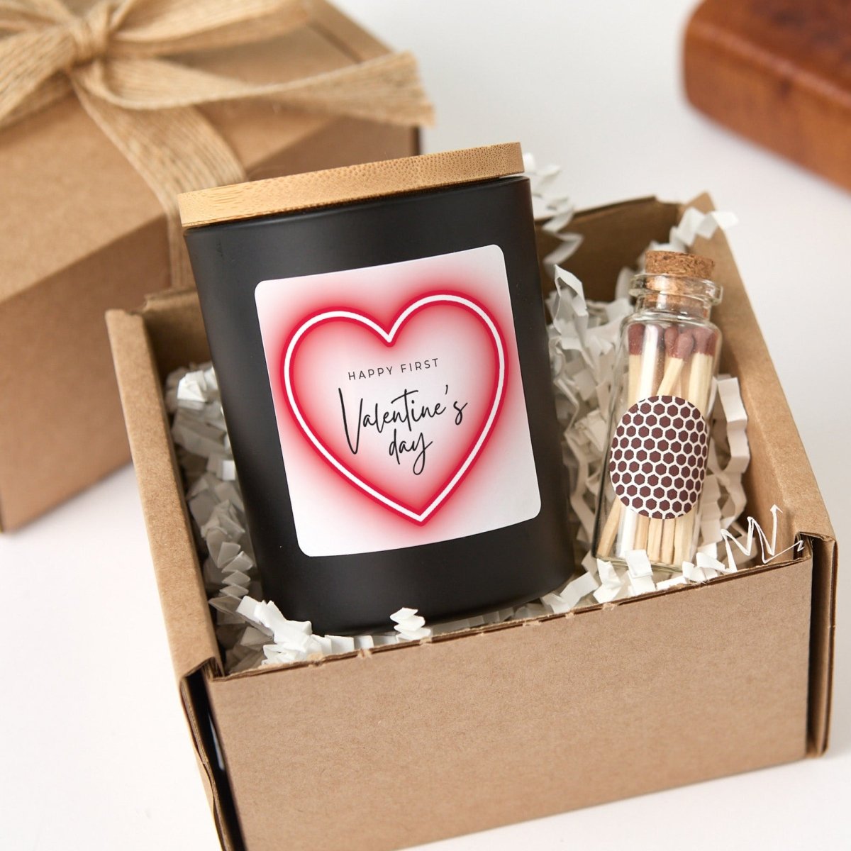 First Valentine’s Day Scented Candle for Couple Anniversary Surprise, Romantic Heart Design with Gift Box