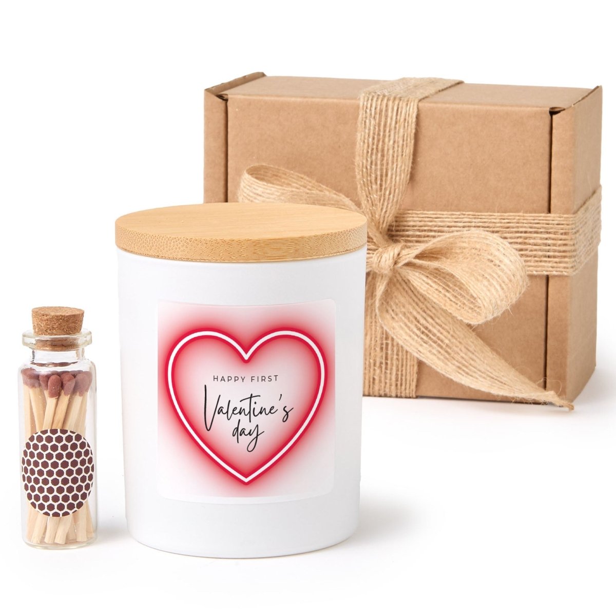 First Valentine’s Day Scented Candle for Couple Anniversary Surprise, Romantic Heart Design with Gift Box