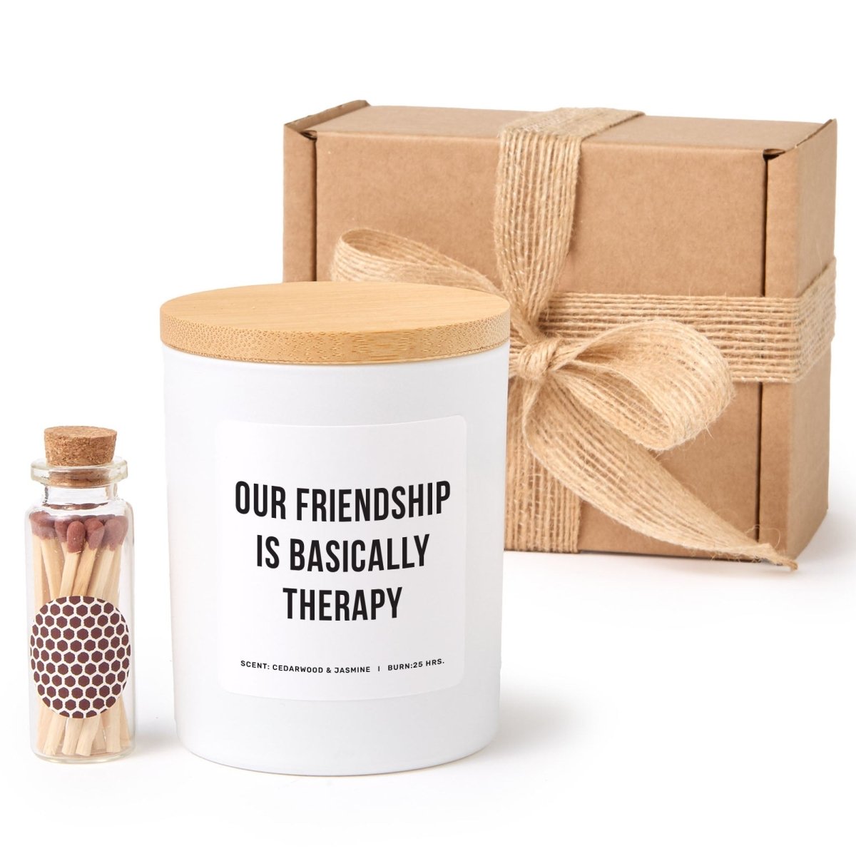 Friendship Candle | Gift for Best Friend | Meaningful Quote | Emotional Humor | Includes Matches and Ribbon