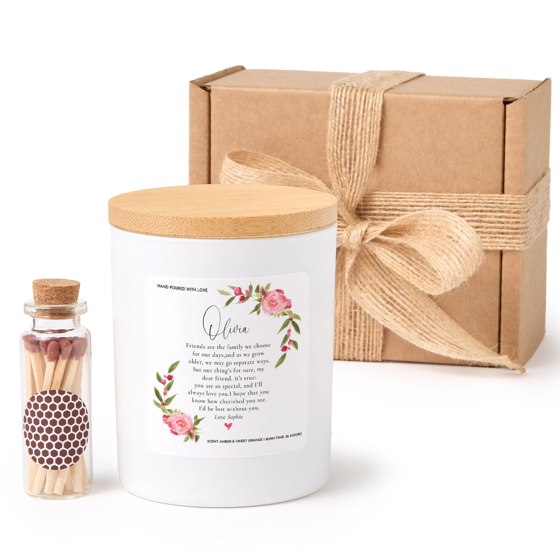Friendship Gift for Best Friend | Personalized Soy Wax Candle with Gift Box, Cozy Scent & Heartfelt Message