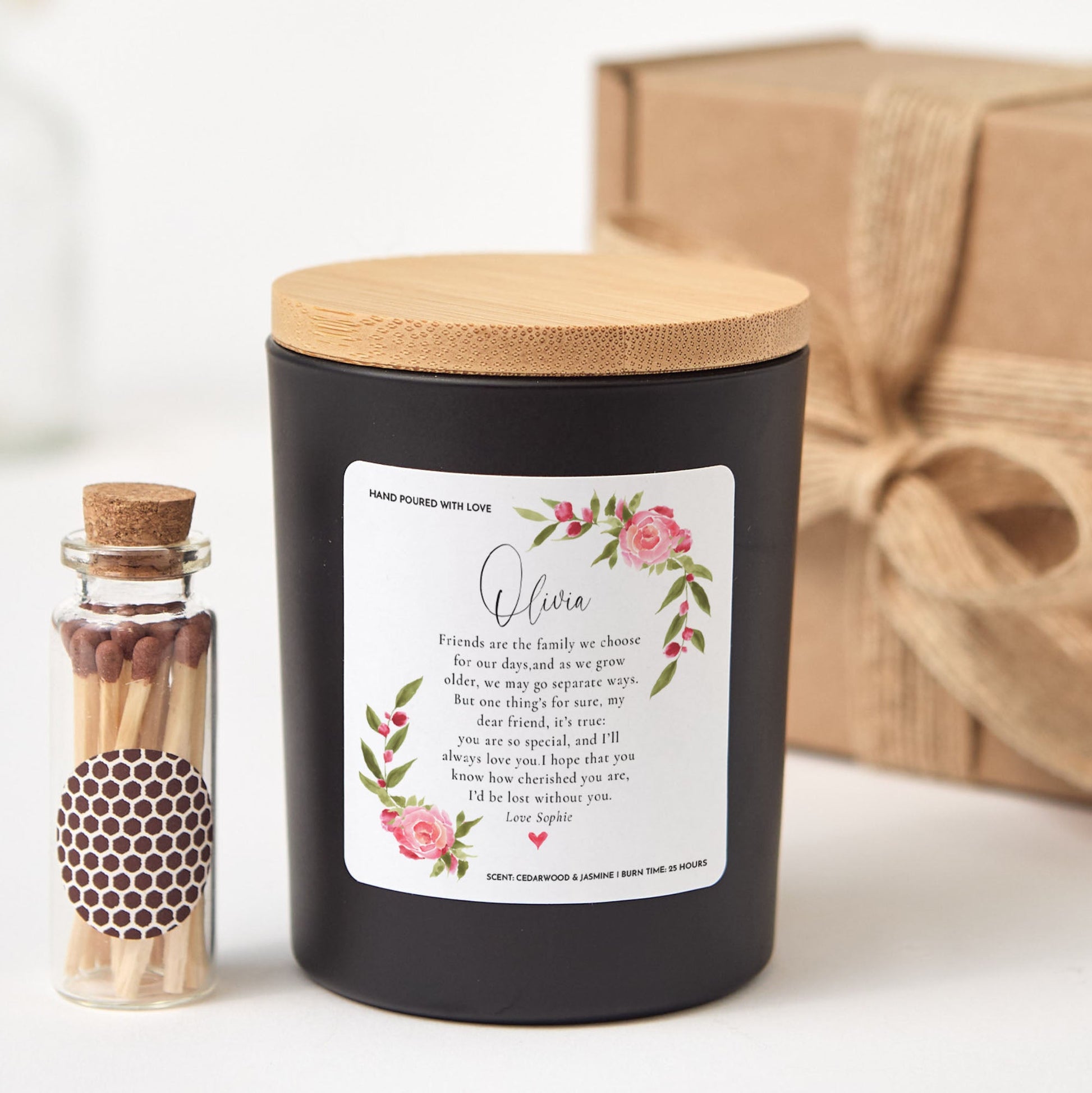 Friendship Gift for Best Friend | Personalized Soy Wax Candle with Gift Box, Cozy Scent & Heartfelt Message