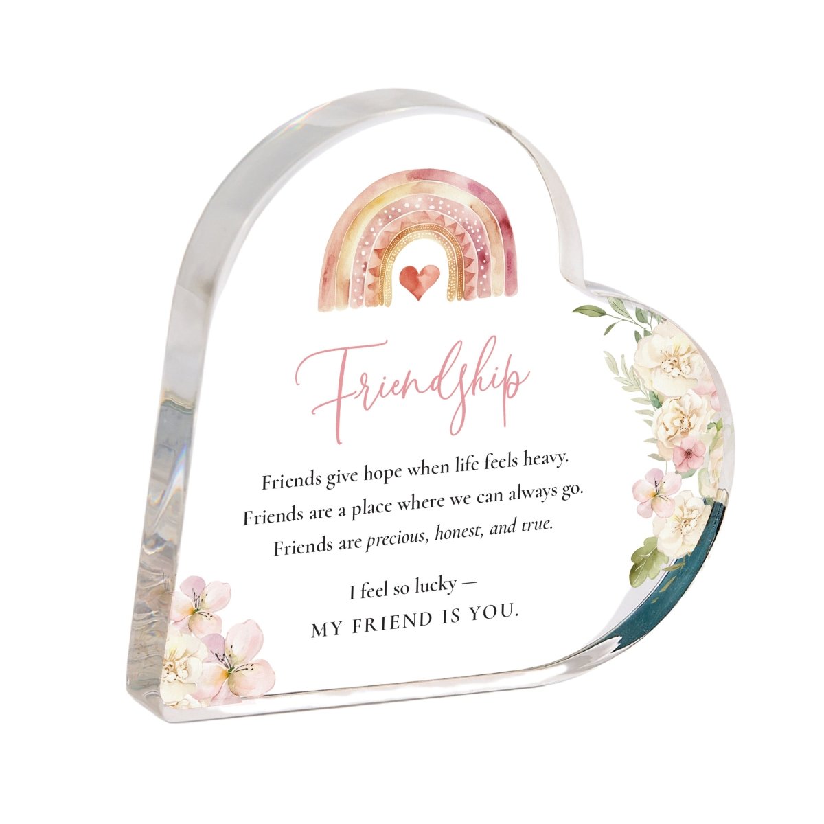 Friendship Keepsake Gift with Inspirational Quote, Heart Design for Friends