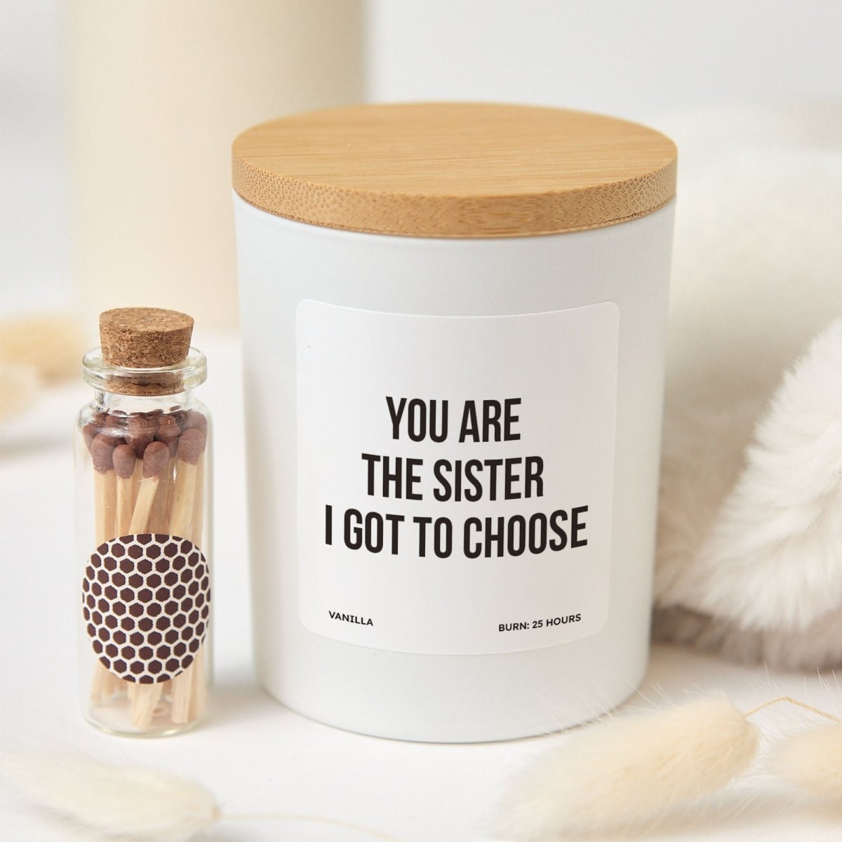 Friendship Sister Candle, Gift for Best Friend Soul Sister, Birthday or Just Because Present, Meaningful Keepsake with Matches