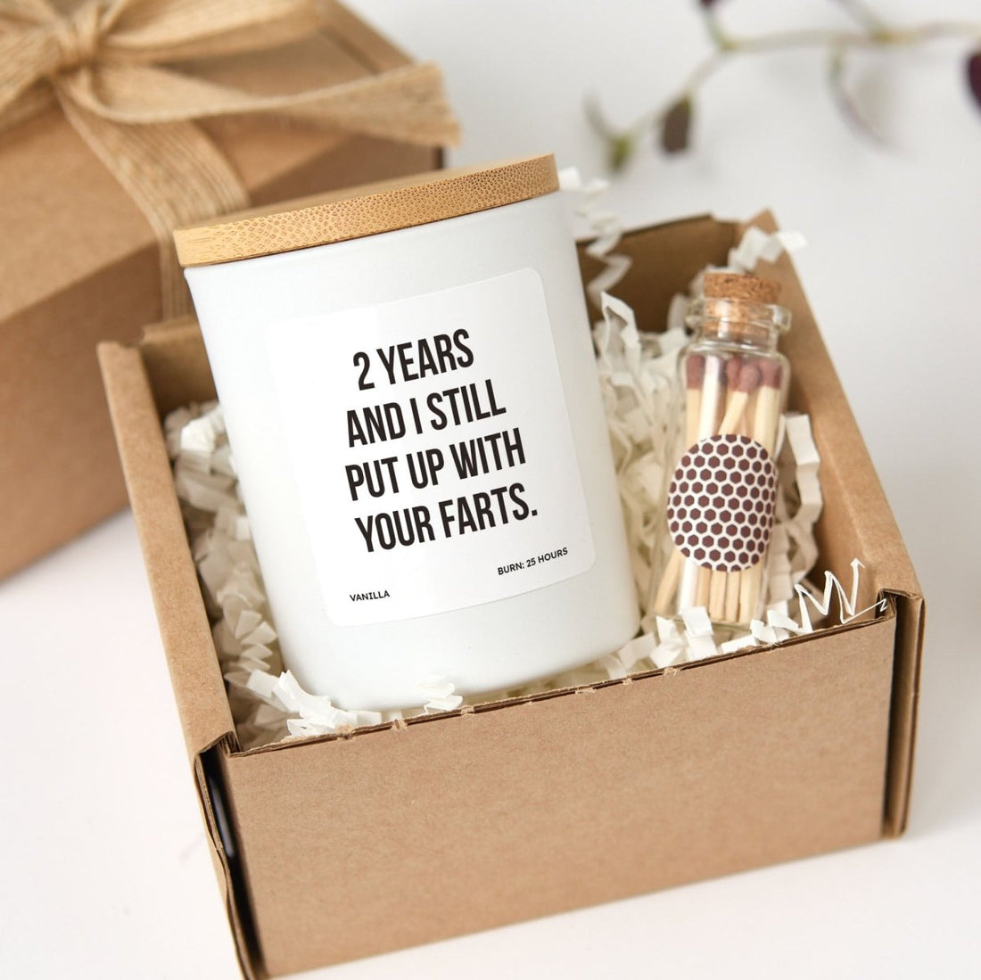 Funny Anniversary Candle, Gift for Husband Wife Partner Couple, Humorous Relationship Present with Box, Matches