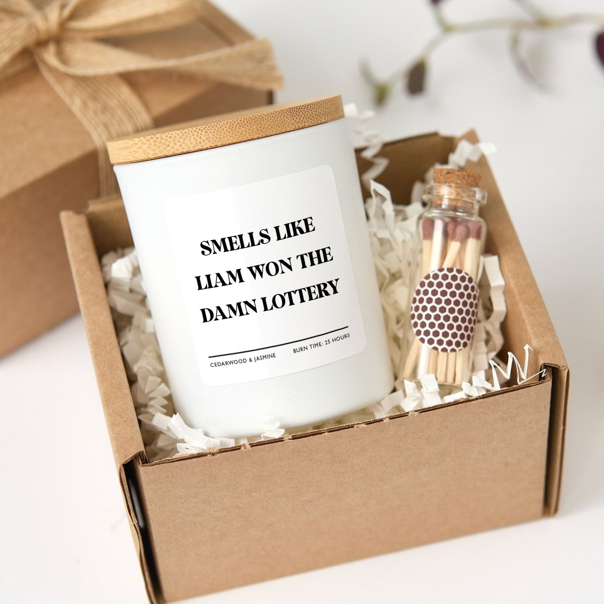 Funny Candle for Husband Gift | Smells Like Liam Won the Damn Lottery | Anniversary Candle Gift Box
