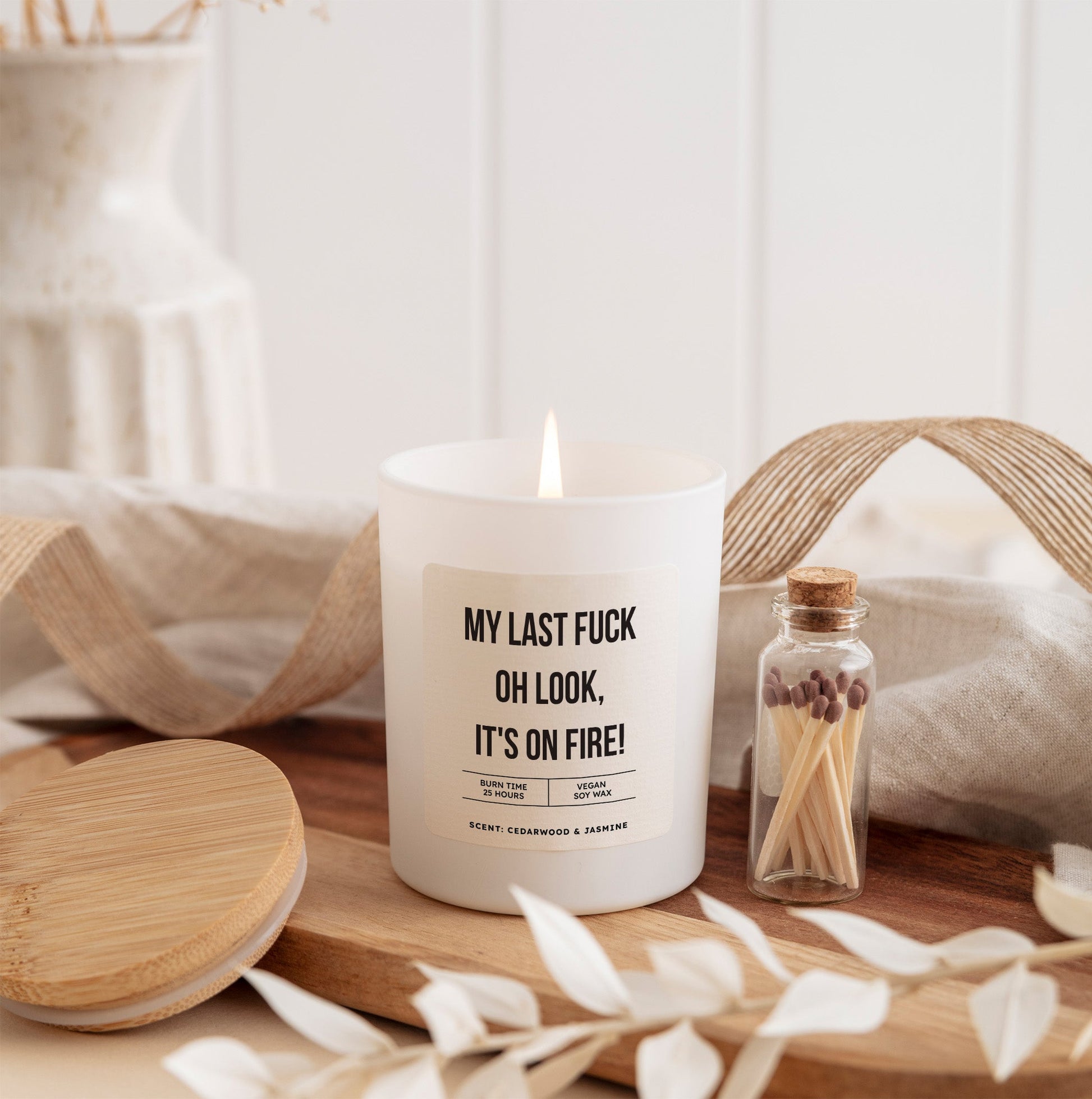 Funny Candle Gift | My Last Fuck Oh Look It’s On Fire | Sarcastic Birthday Cheeky Joke Candle for Friends