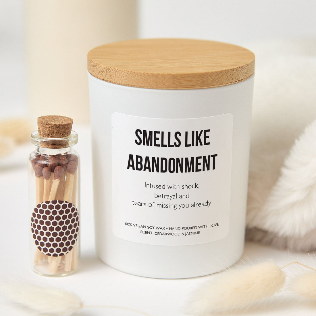 Funny Candle Gift | Smells Like Abandonment Candle | Sarcastic Gift for Friend, Breakup Candle, Gag Gift with Matches