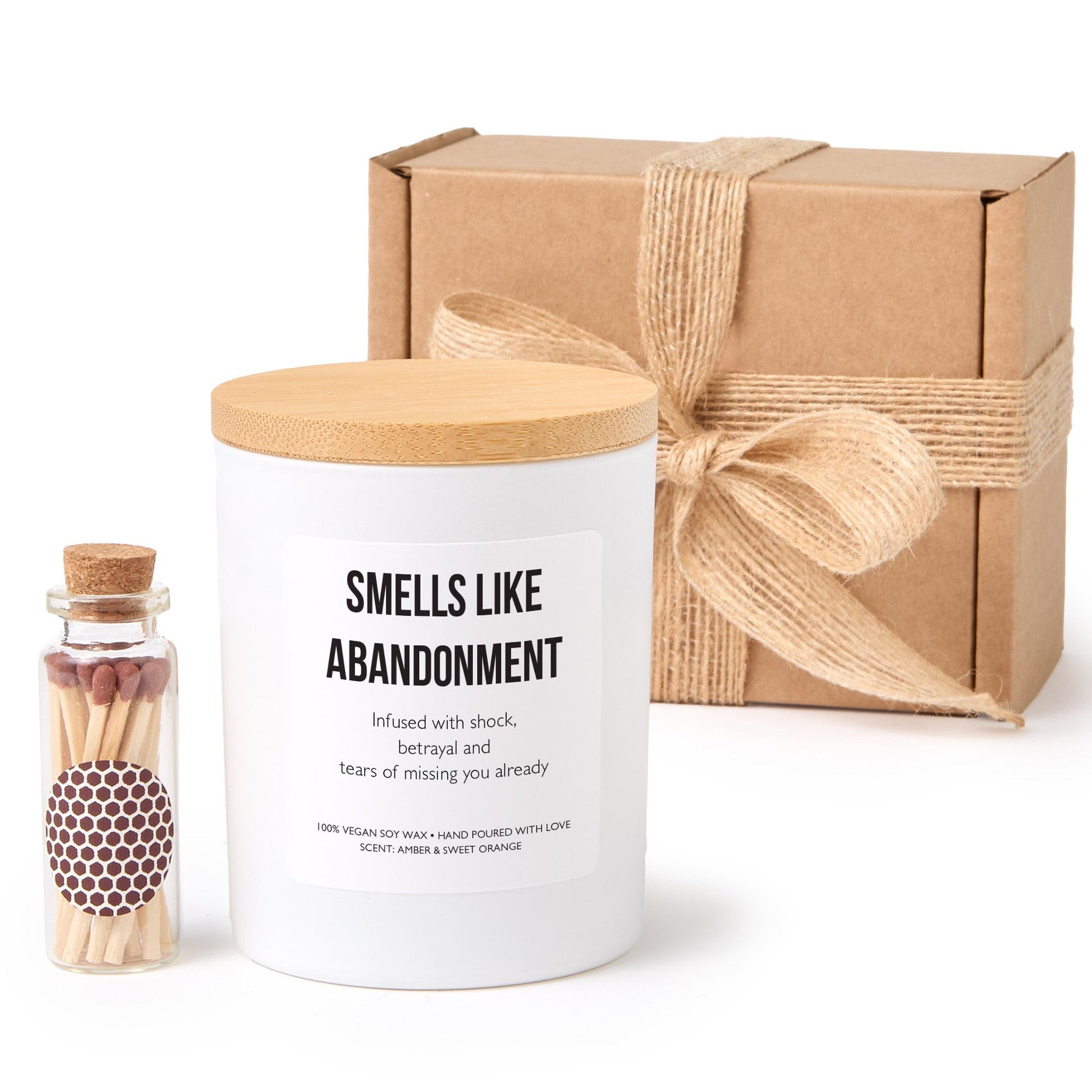 Funny Candle Gift | Smells Like Abandonment Candle | Sarcastic Gift for Friend, Breakup Candle, Gag Gift with Matches