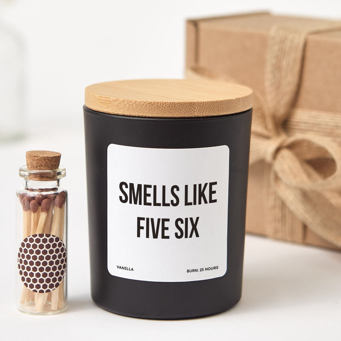 Funny Candle, Smells Like Five Six Joke Gift, Minimal Modern Candle with Gift Box and Matches Included