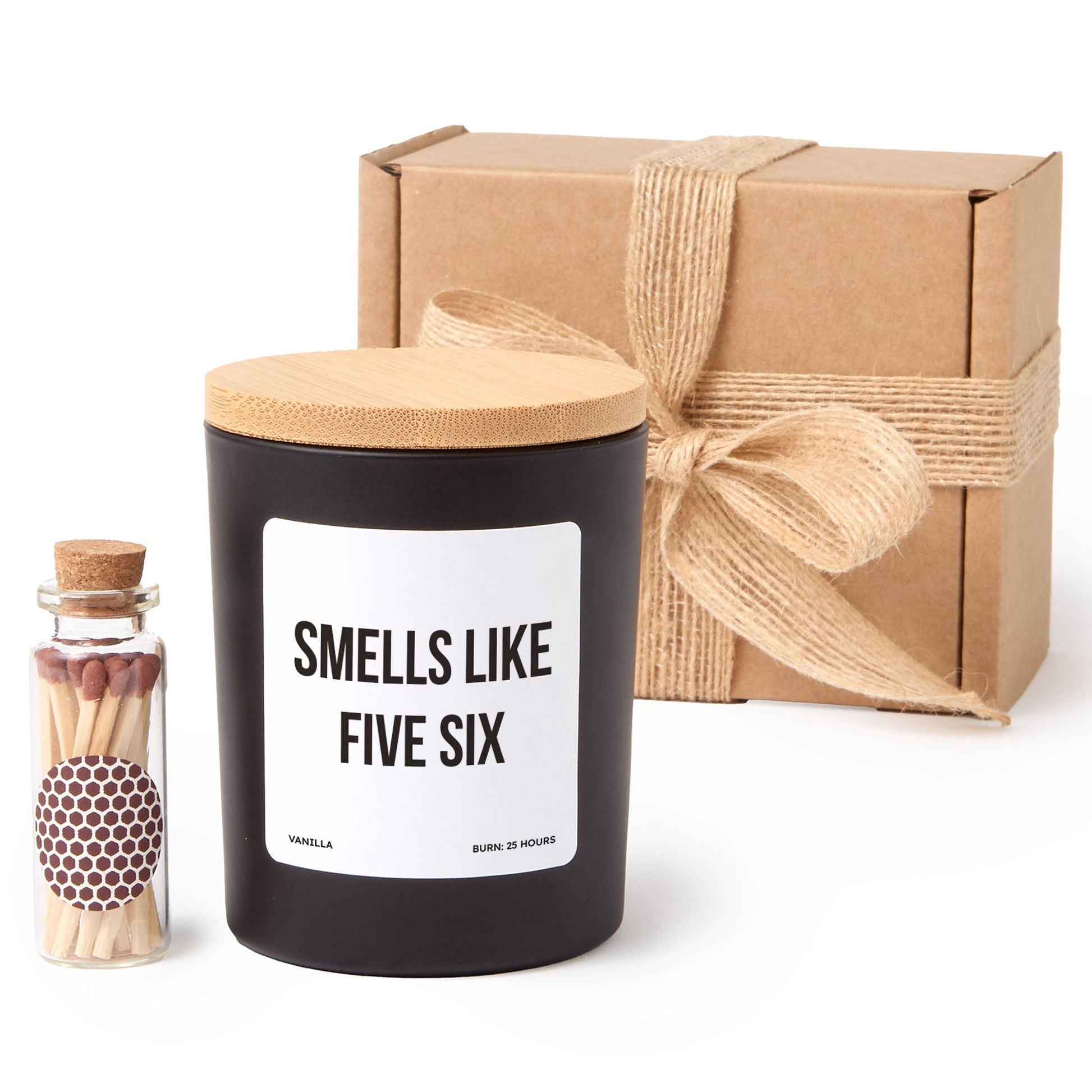 Funny Candle, Smells Like Five Six Joke Gift, Minimal Modern Candle with Gift Box and Matches Included