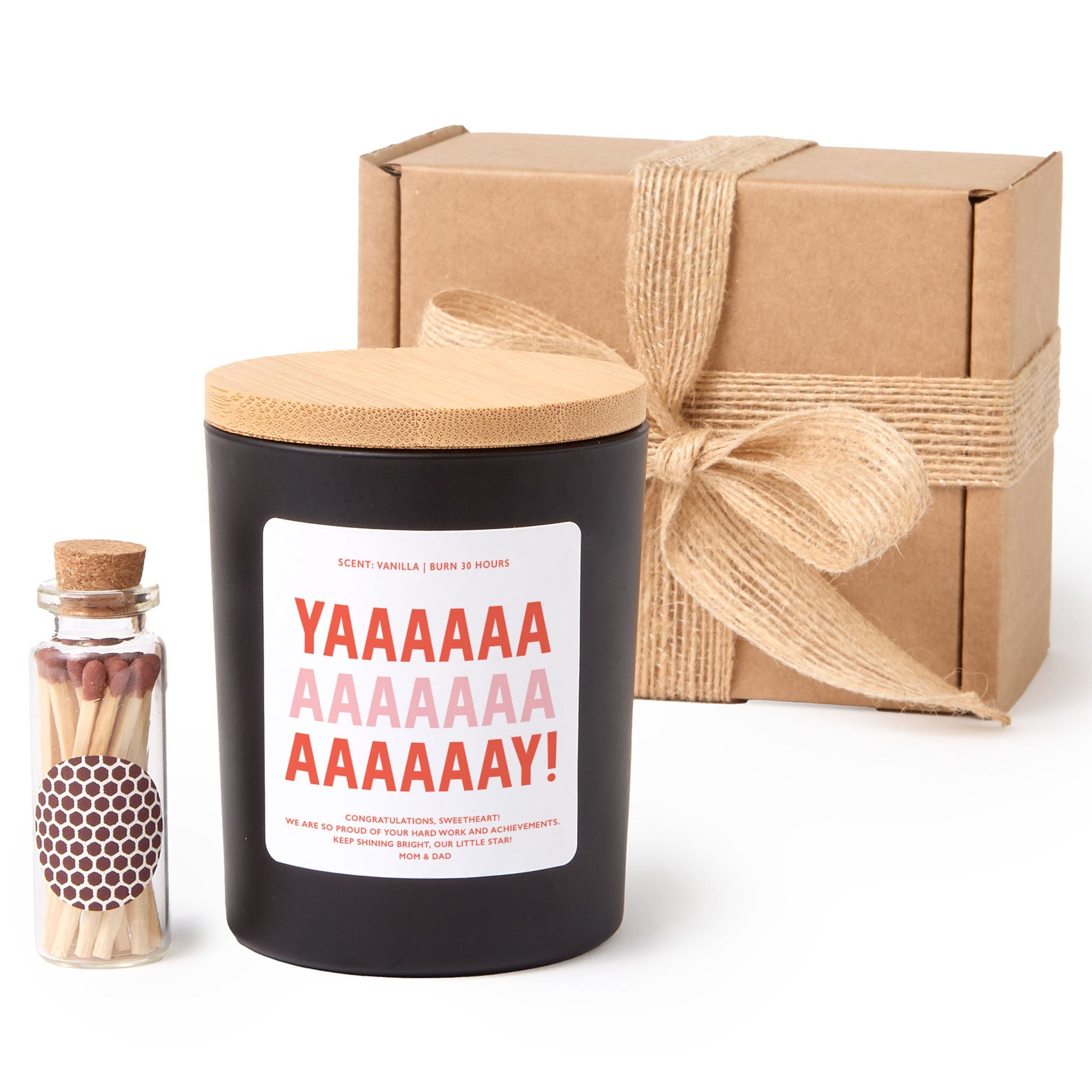 Funny Celebration Candle, YAAAAAA Candle Gift, Personalized Congrats Soy Candle with Gift Box