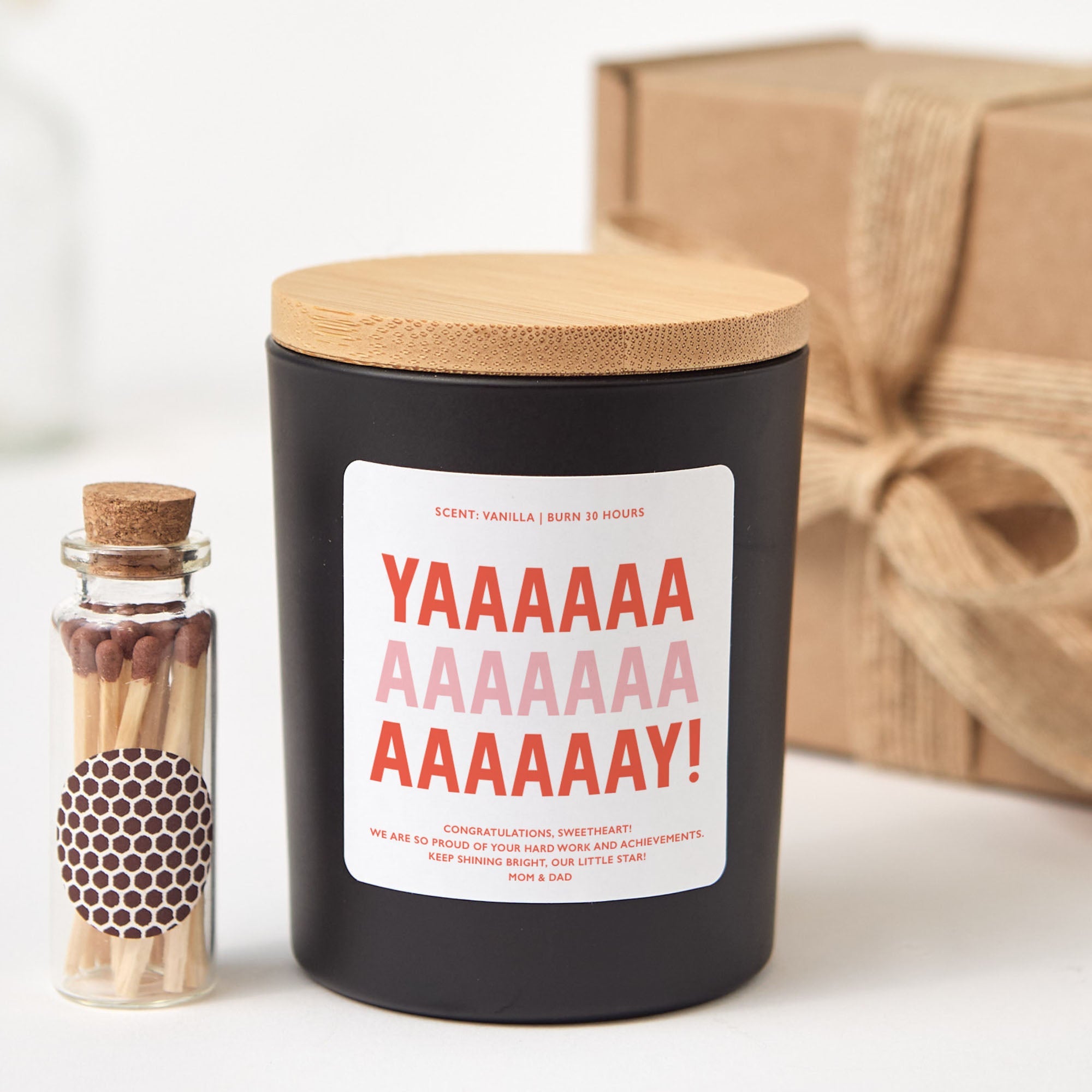Funny Celebration Candle, YAAAAAA Candle Gift, Personalized Congrats Soy Candle with Gift Box