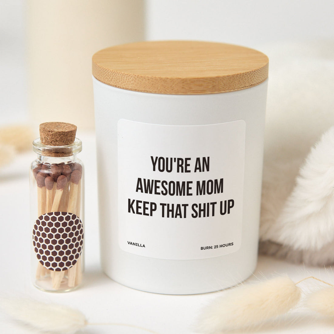 Funny Mom Candle, Bold Gift for Mom with Humor, Cheeky Appreciation Present with Gift Box and Matches Included