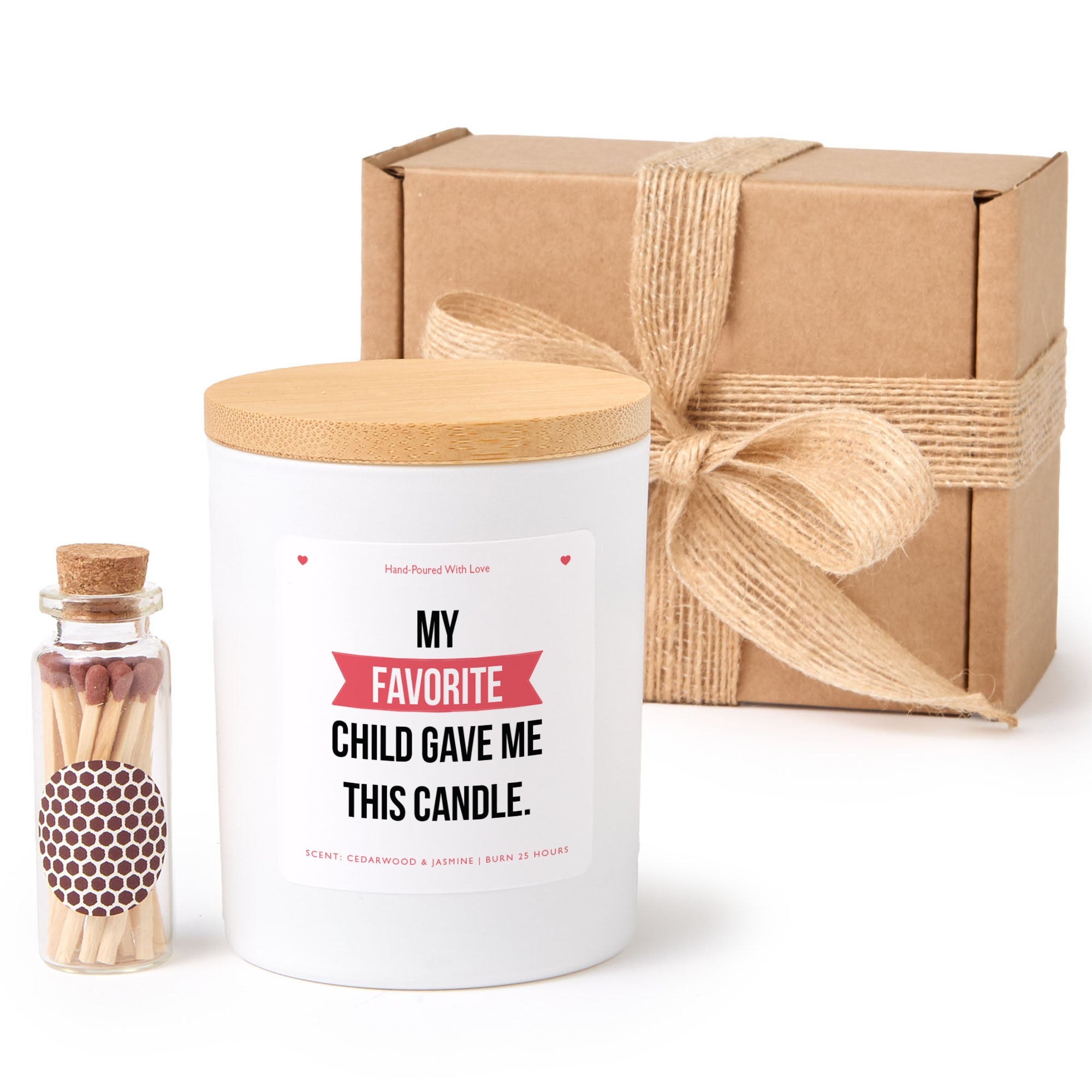 Funny Scented Candle for Mom Gift | Favorite Child Quote Design with Gift Box and Mini Matches