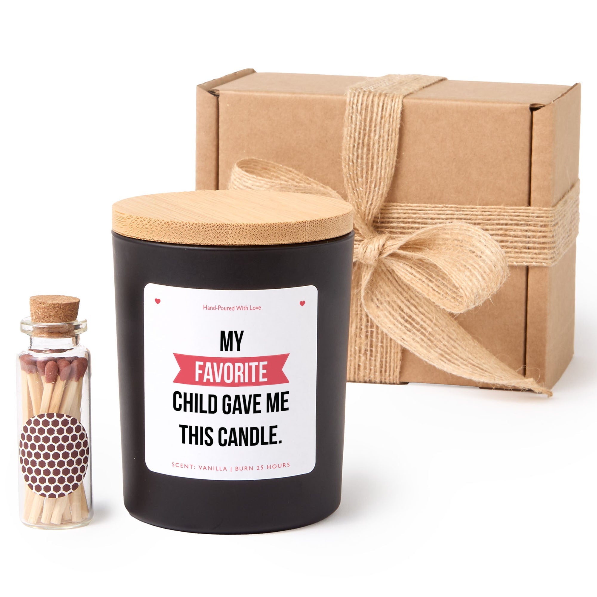 Funny Scented Candle for Mom Gift | Favorite Child Quote Design with Gift Box and Mini Matches