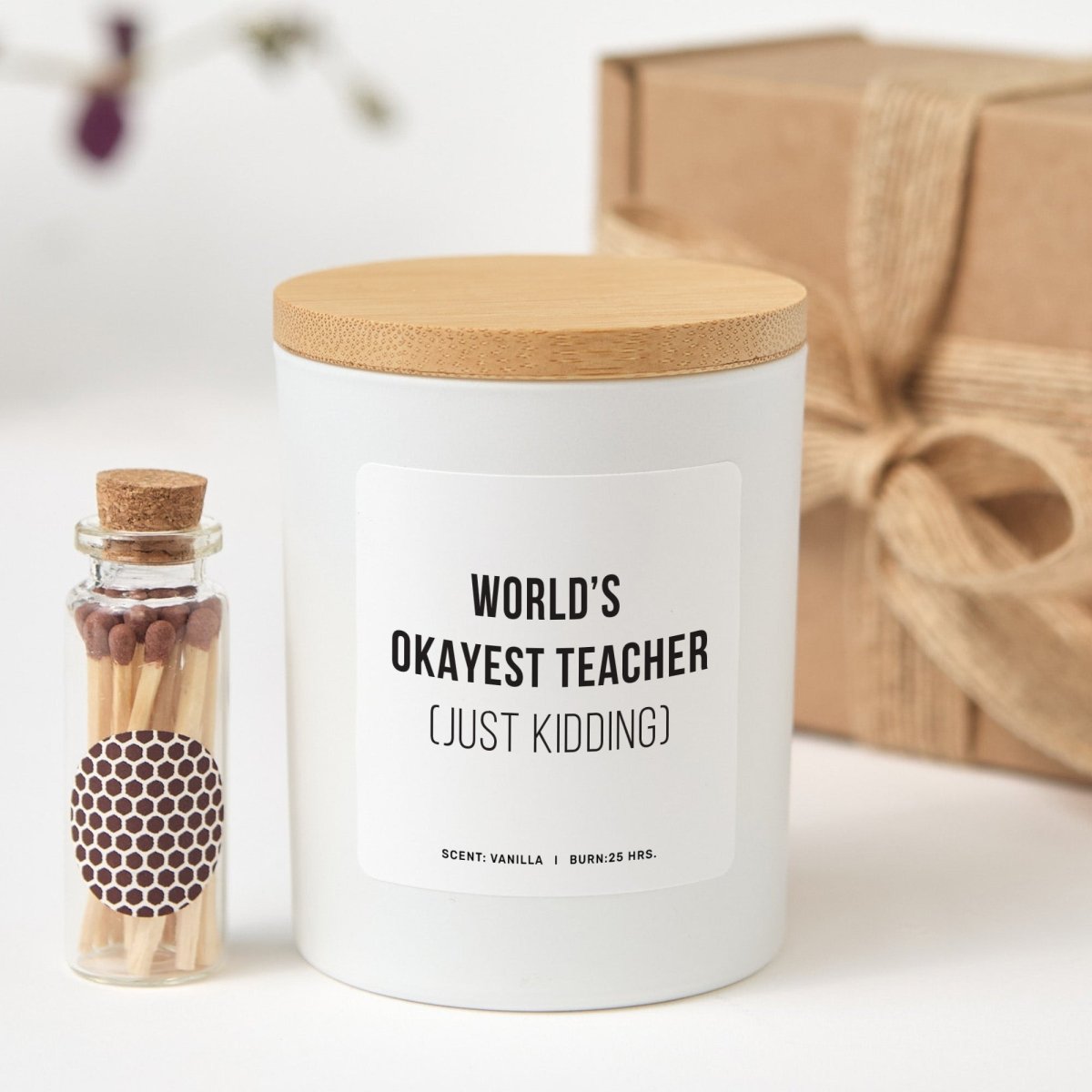Funny Teacher Appreciation Soy Candle Gift for Teacher Humor School Present, Comes with Matches Free Gift Wrap