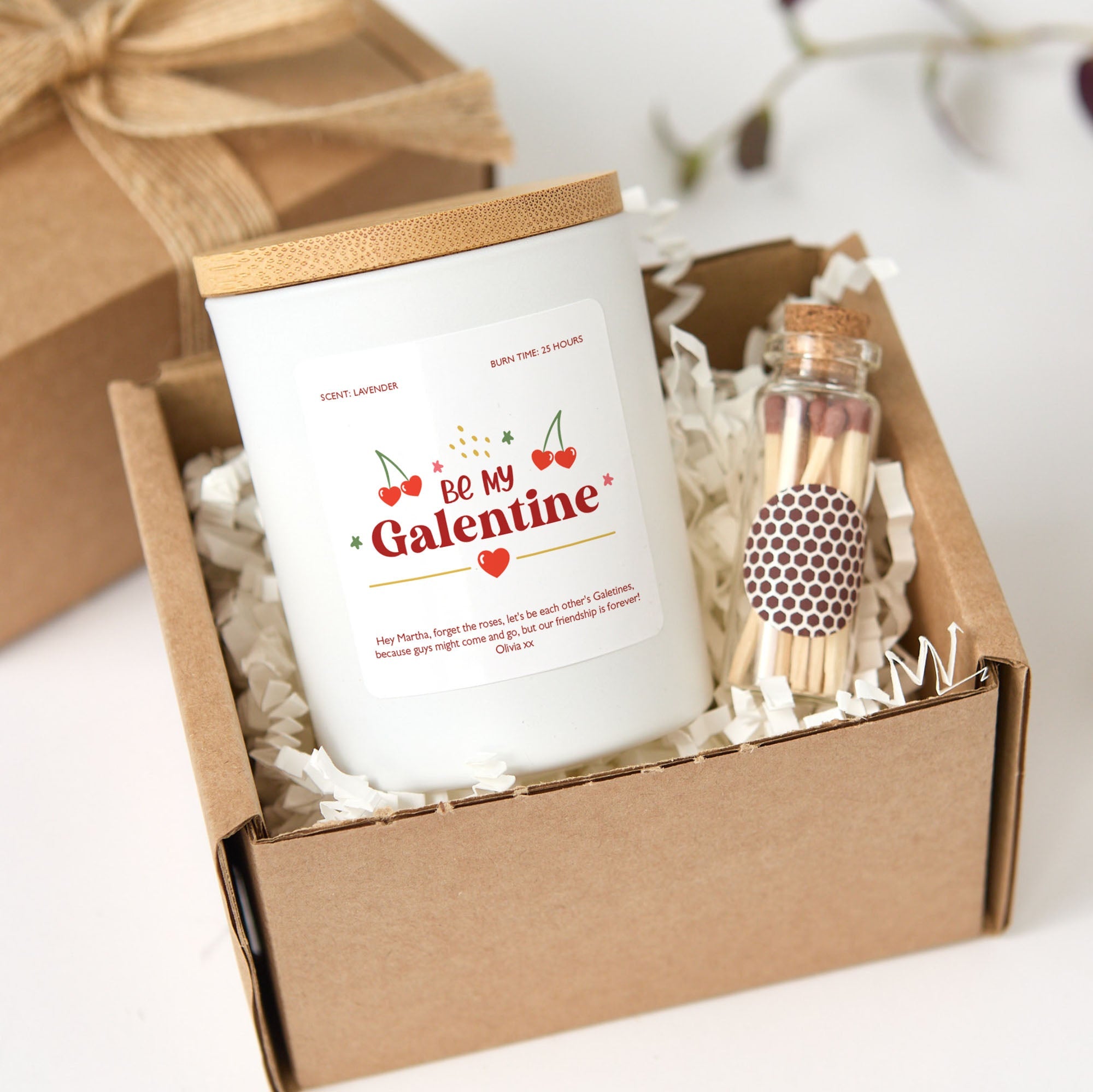 Galentine’s Day Candle Gift Set with Matches and Box, Personalized Candles