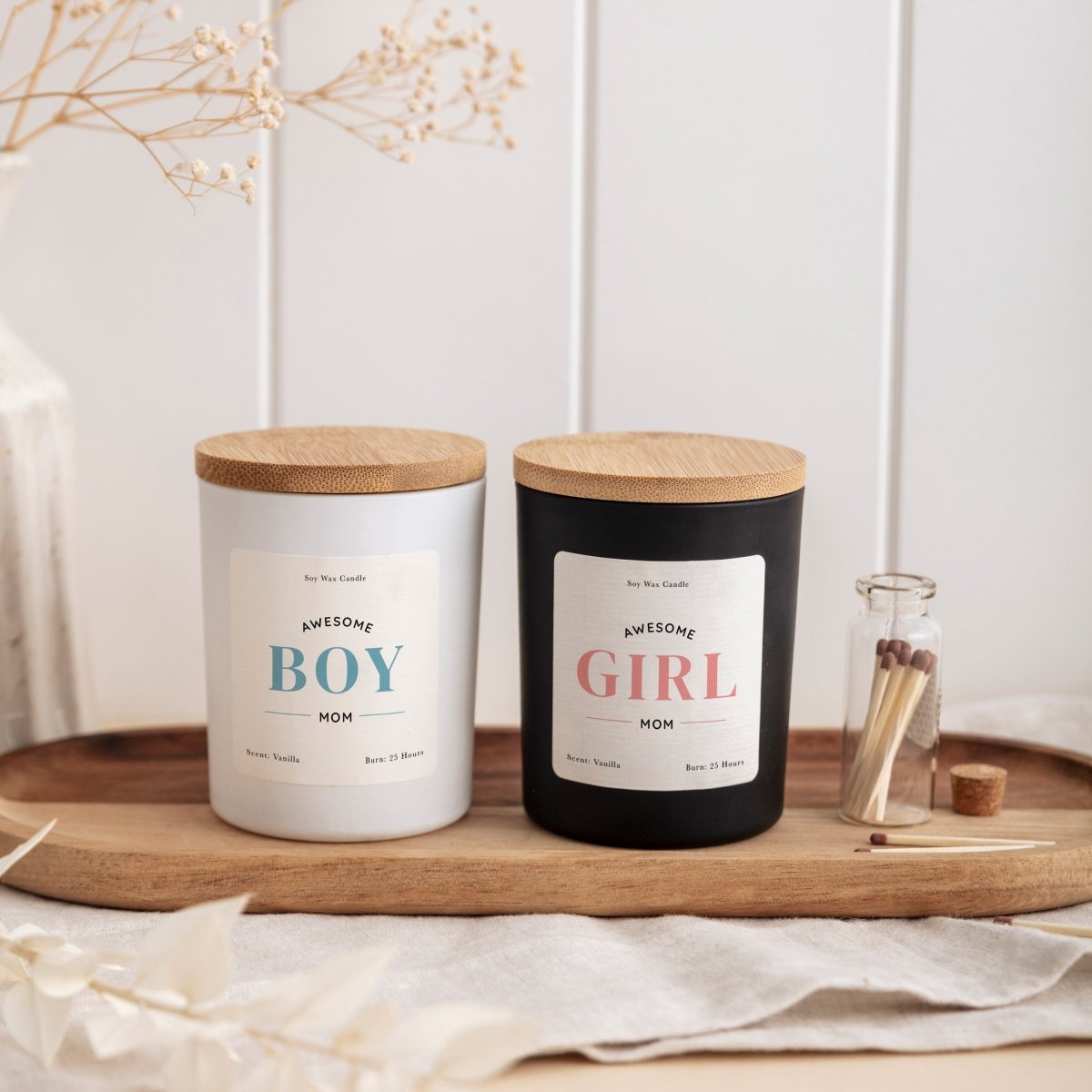 Girl Mom Soy Candle Mother’s Day Gift from Daughter | Keepsake with Gift Box, Mini Matches