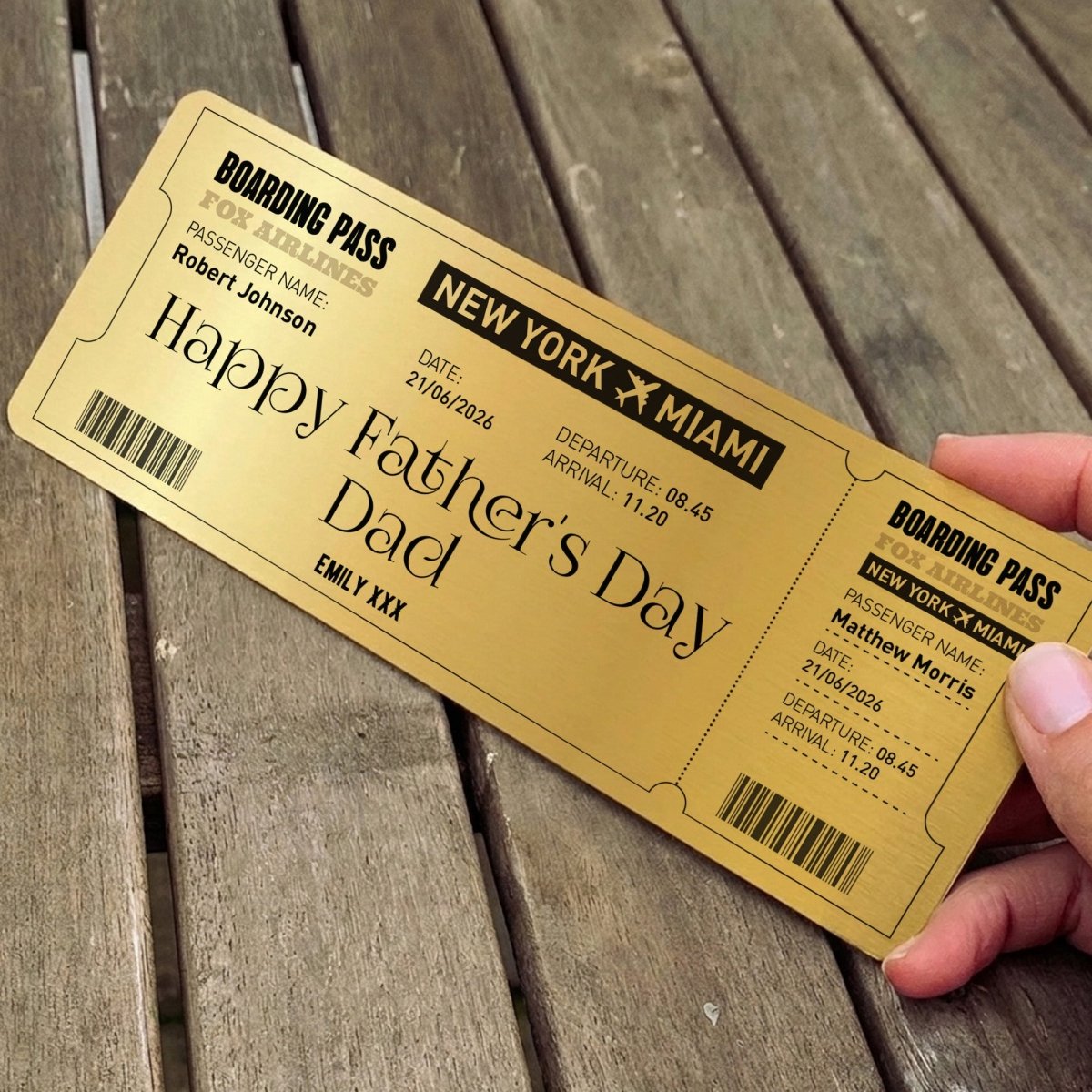 Golden Ticket Boarding Pass, Gift for Dad, Personalized Father’s Day Travel Keepsake, Custom Trip Reveal Present