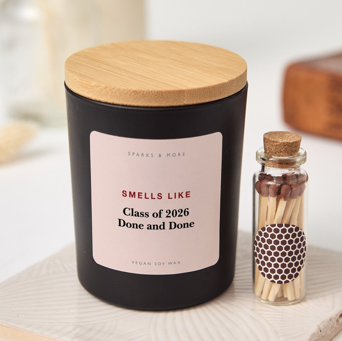 Graduation Candle, Class of 2026 Done and Done Gift for Graduate Her or Him, Soy Candle with Box and Matches