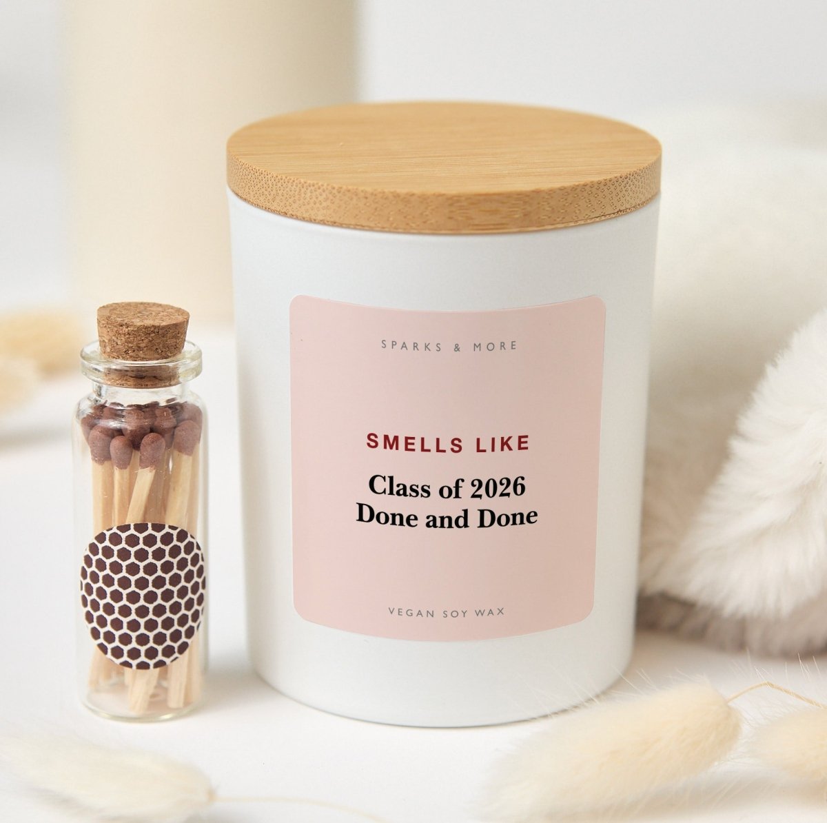 Graduation Candle, Class of 2026 Done and Done Gift for Graduate Her or Him, Soy Candle with Box and Matches