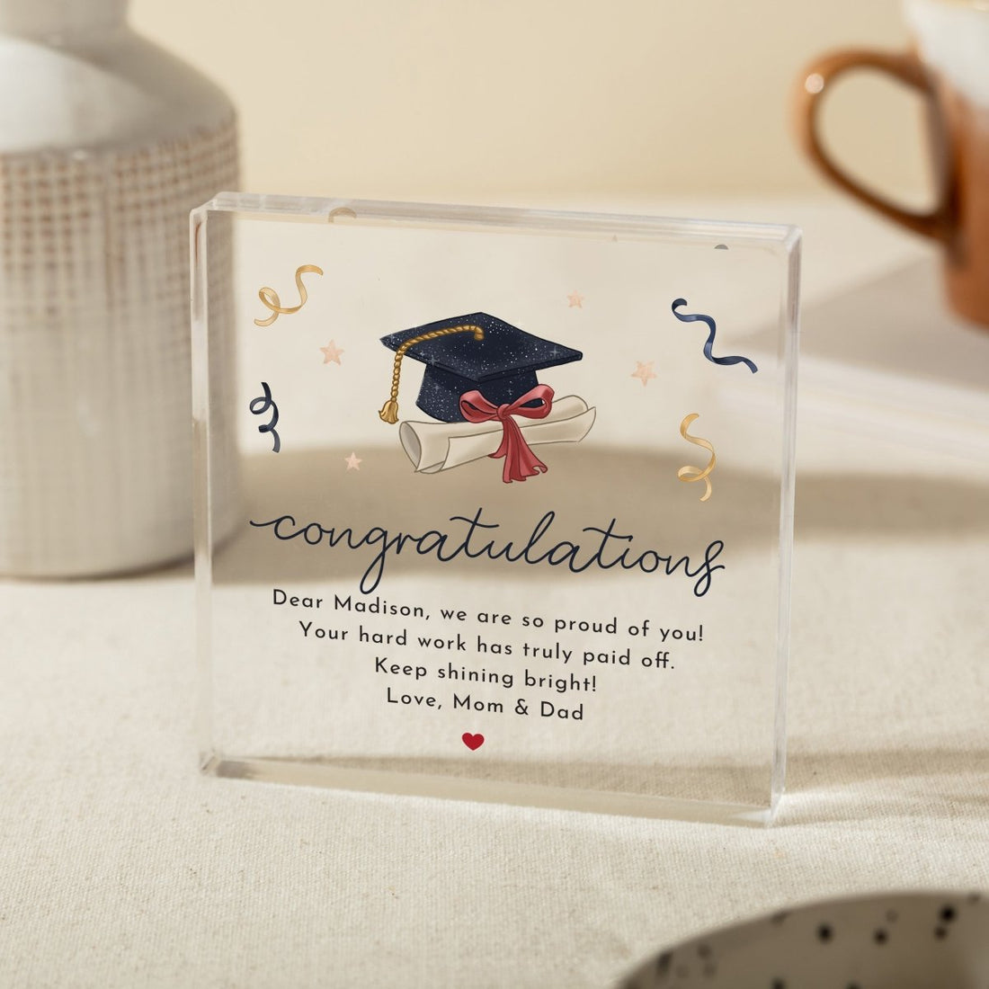 Graduation Keepsake Gift, Personalized Congratulations Message for Graduate, Acrylic Plaque