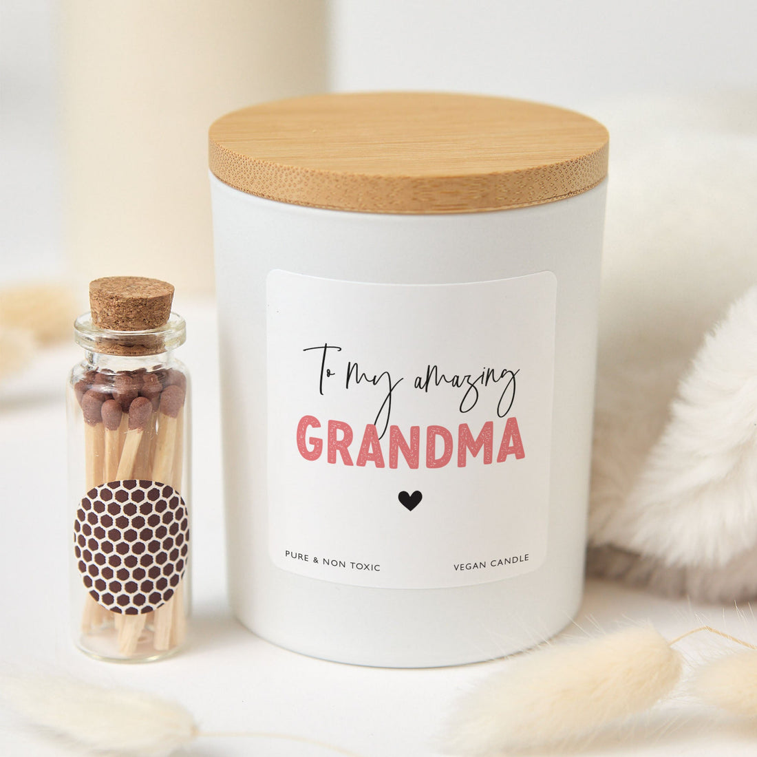 Grandma Candle, Thoughtful Gift for Grandma from Grandchild, Loving Message Keepsake, Includes Matches