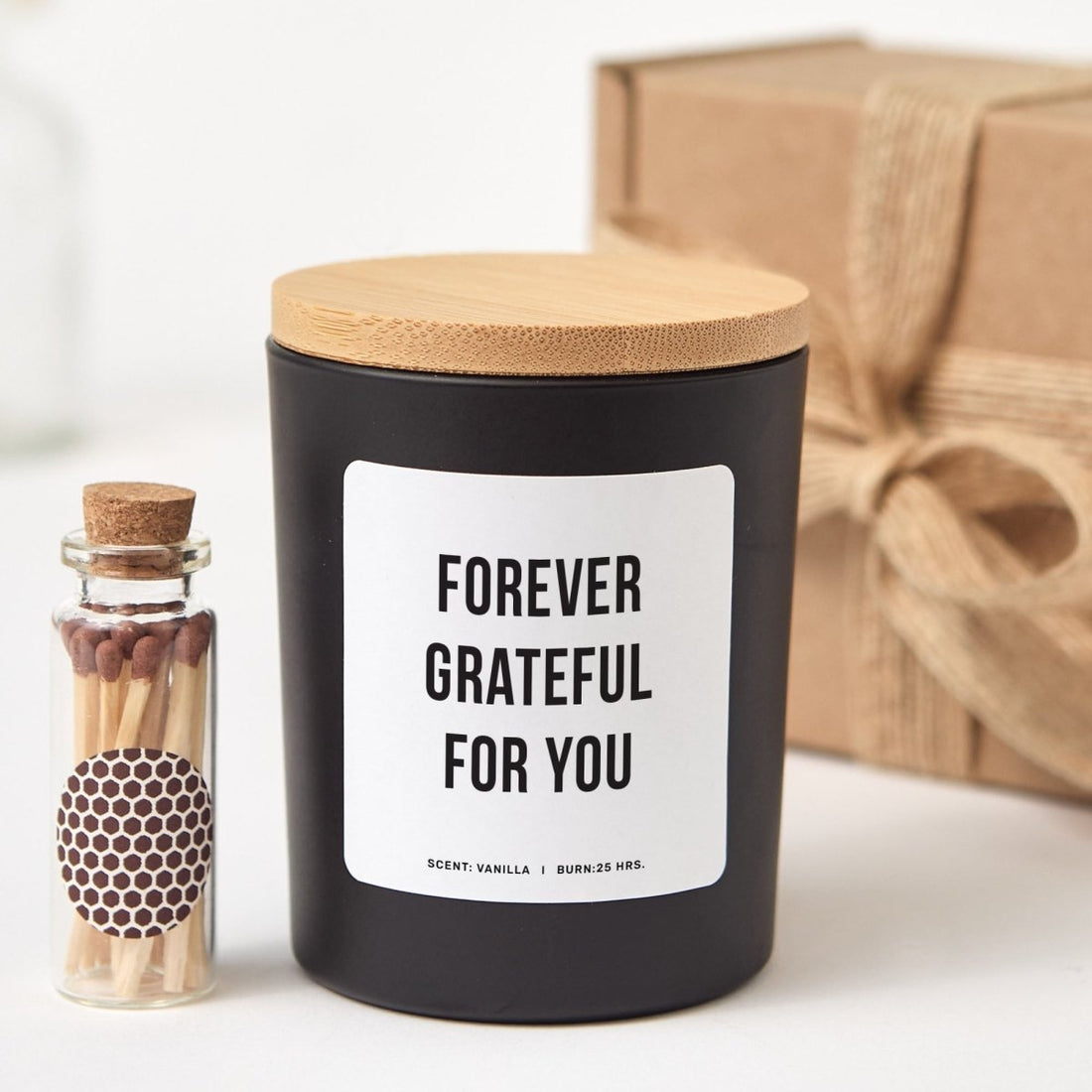 Gratitude Soy Candle Gift for Friend Teacher Coworker Appreciation Present, Comes with Matches Free Gift Wrap