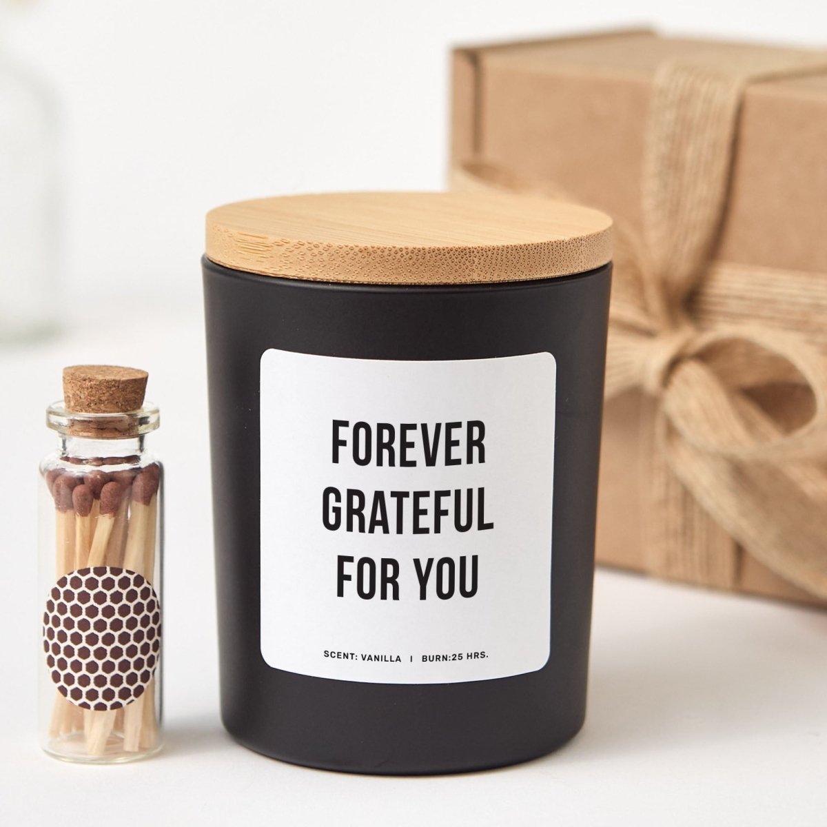 Gratitude Soy Candle Gift for Friend Teacher Coworker Appreciation Present, Comes with Matches Free Gift Wrap