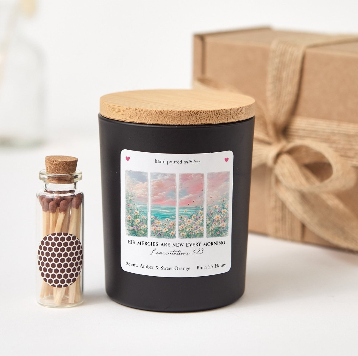 His Mercies Are New Every Morning Soy Candle, Christian Scripture Gift, Lamentations 3:23 Present With Gift Box