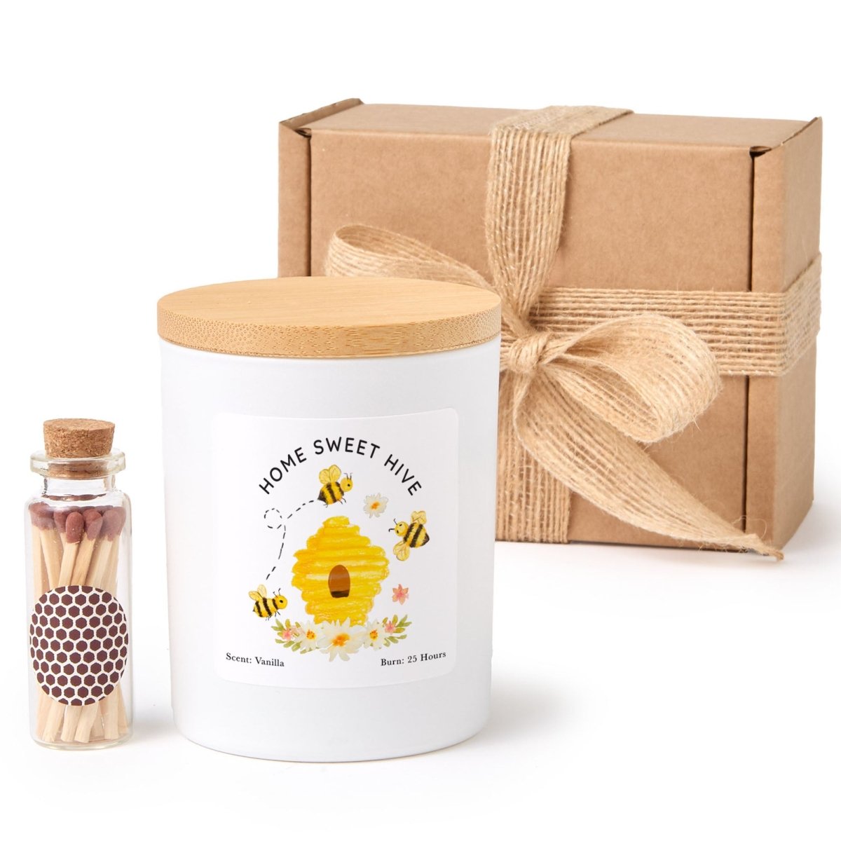 Home Sweet Hive Candle Gift, Bee Lover Soy Candle for New Home Birthday or Thank You, Comes with Matches