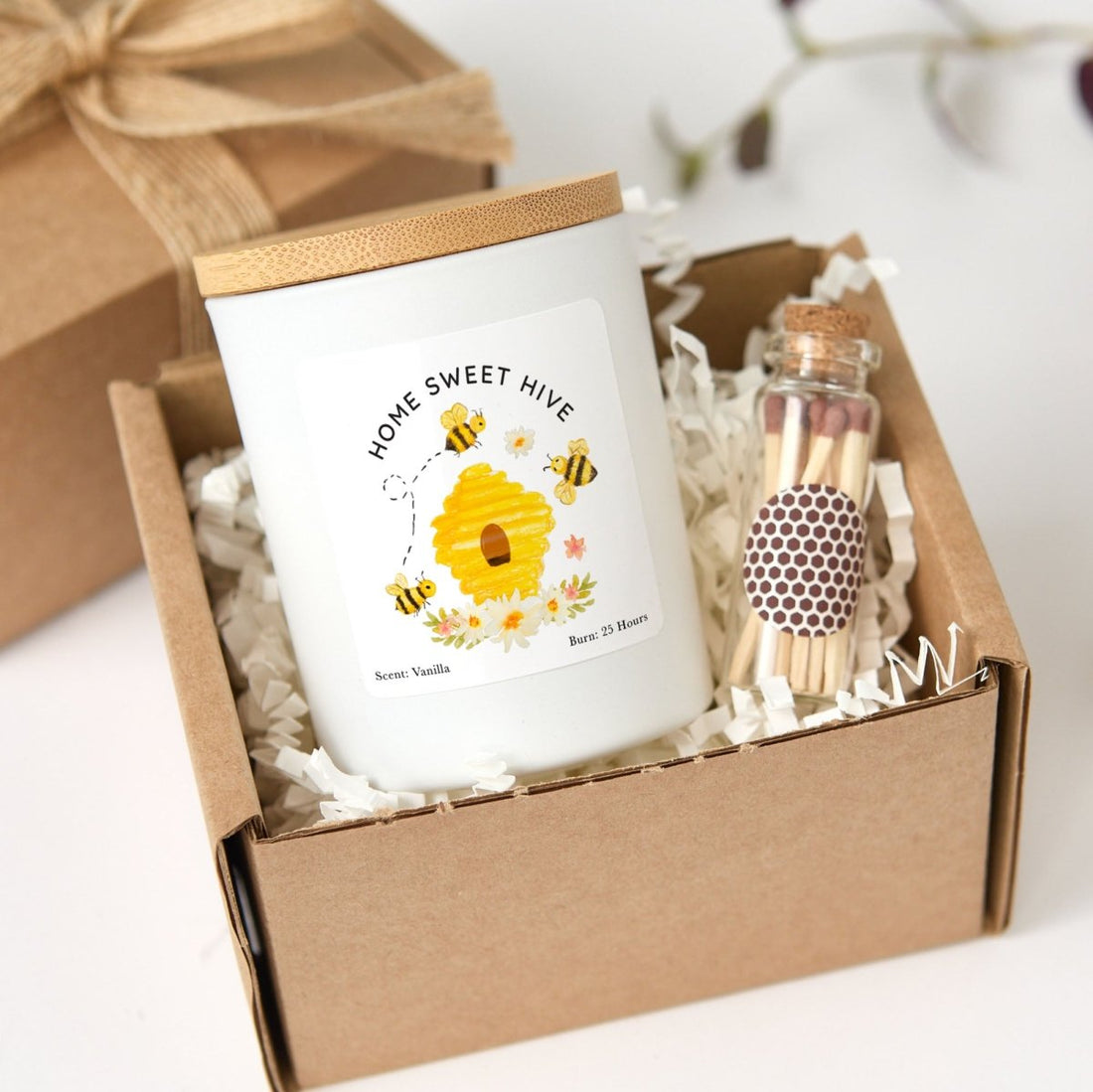 Home Sweet Hive Candle Gift, Bee Lover Soy Candle for New Home Birthday or Thank You, Comes with Matches