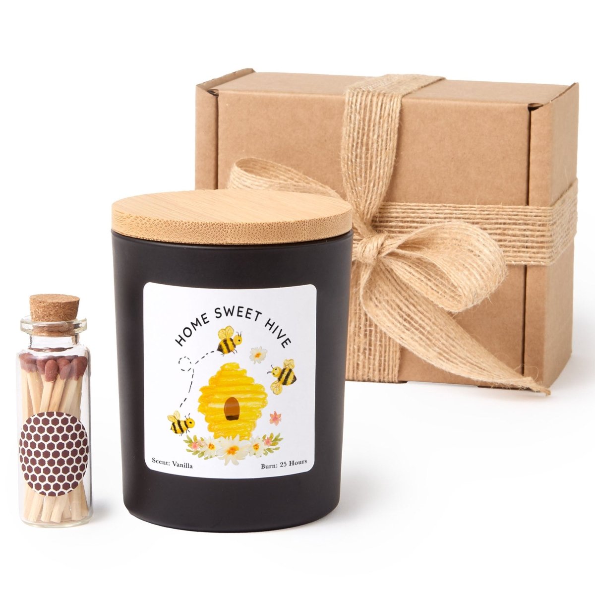 Home Sweet Hive Candle Gift, Bee Lover Soy Candle for New Home Birthday or Thank You, Comes with Matches