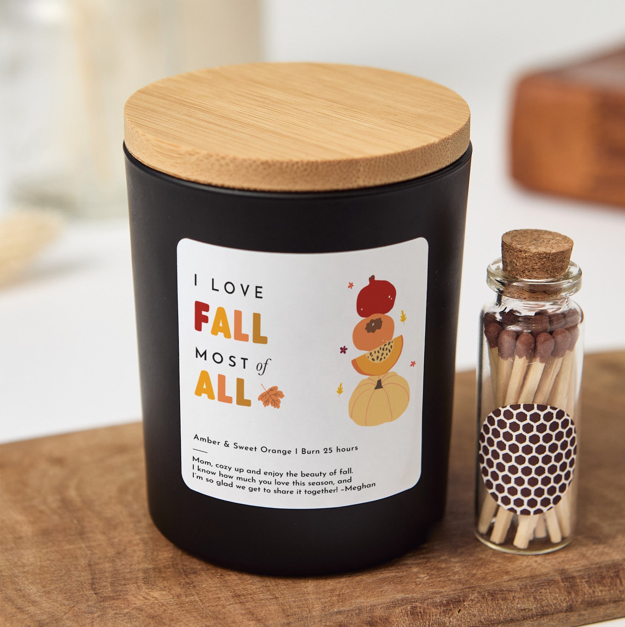 I Love Fall Candle Gift | Autumn Soy Wax with Matches | Cozy Fall Candle for Her, Him, Friends | Seasonal Autumn Decor