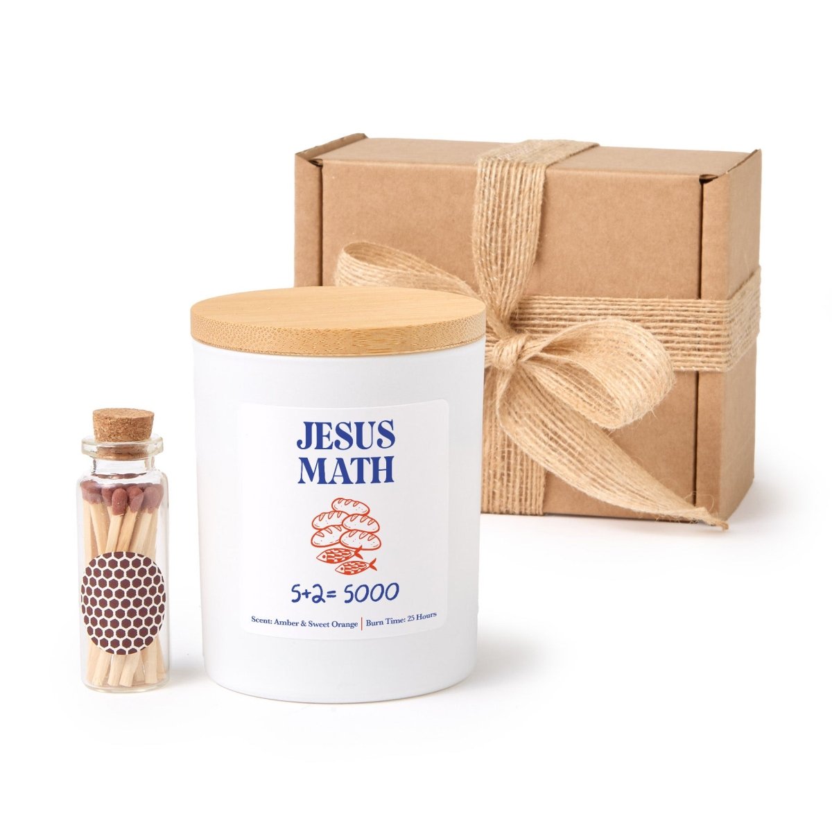 Jesus Math Candle, Funny Christian Gift, Bible Humor Teacher Present With Gift Box And Mini Matches Included