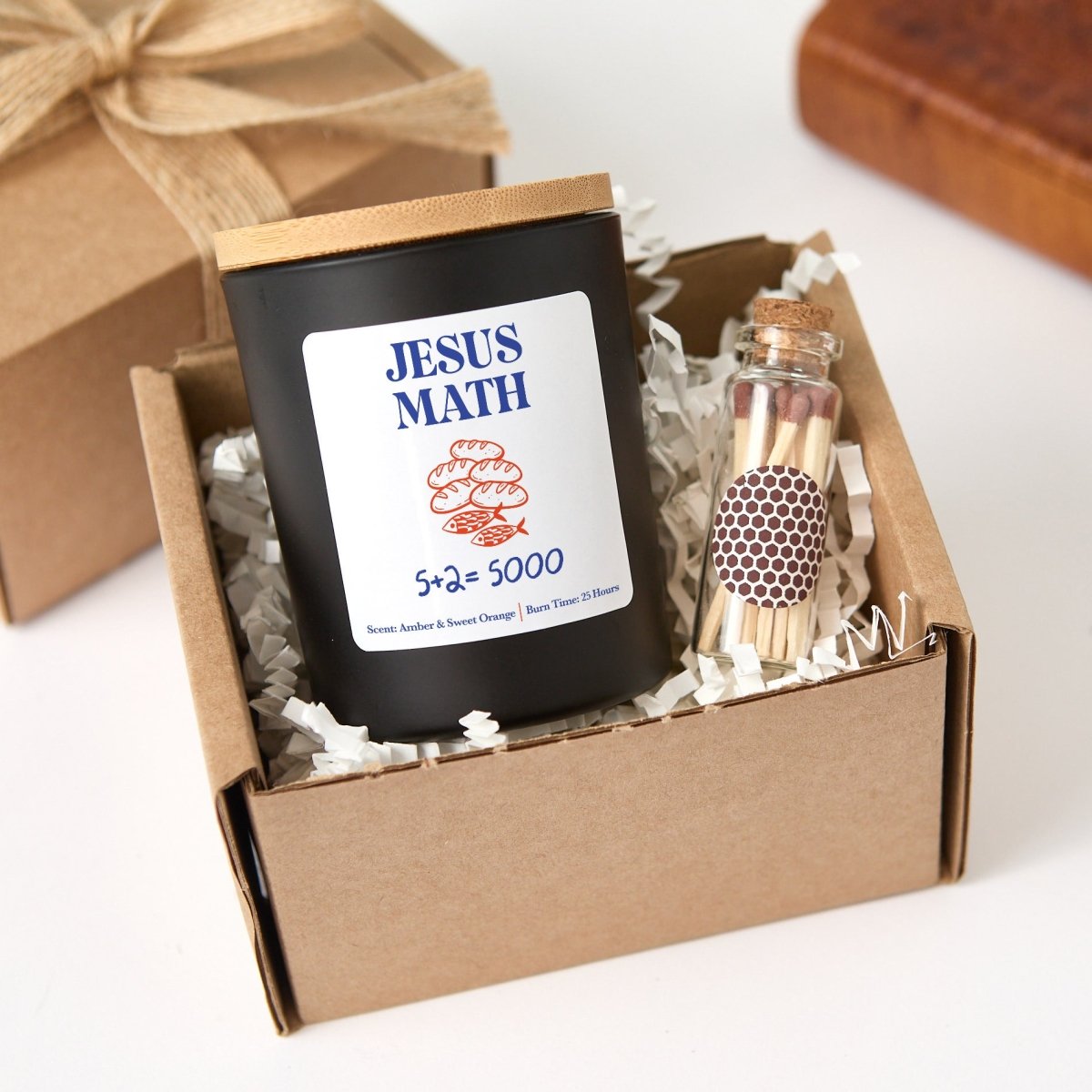 Jesus Math Candle, Funny Christian Gift, Bible Humor Teacher Present With Gift Box And Mini Matches Included