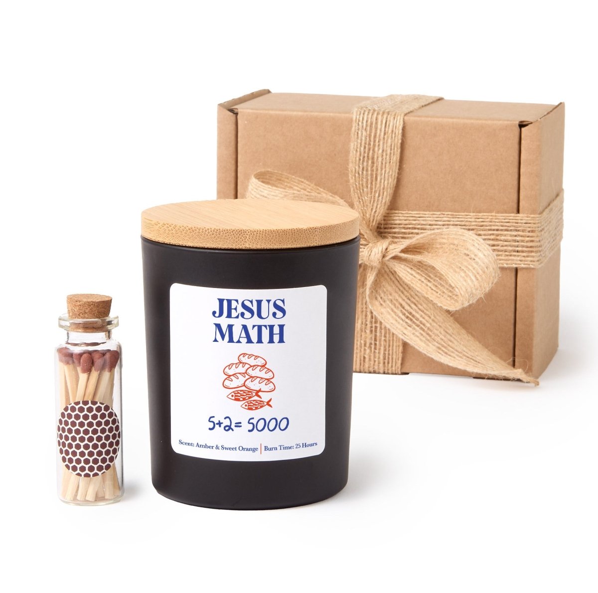 Jesus Math Candle, Funny Christian Gift, Bible Humor Teacher Present With Gift Box And Mini Matches Included