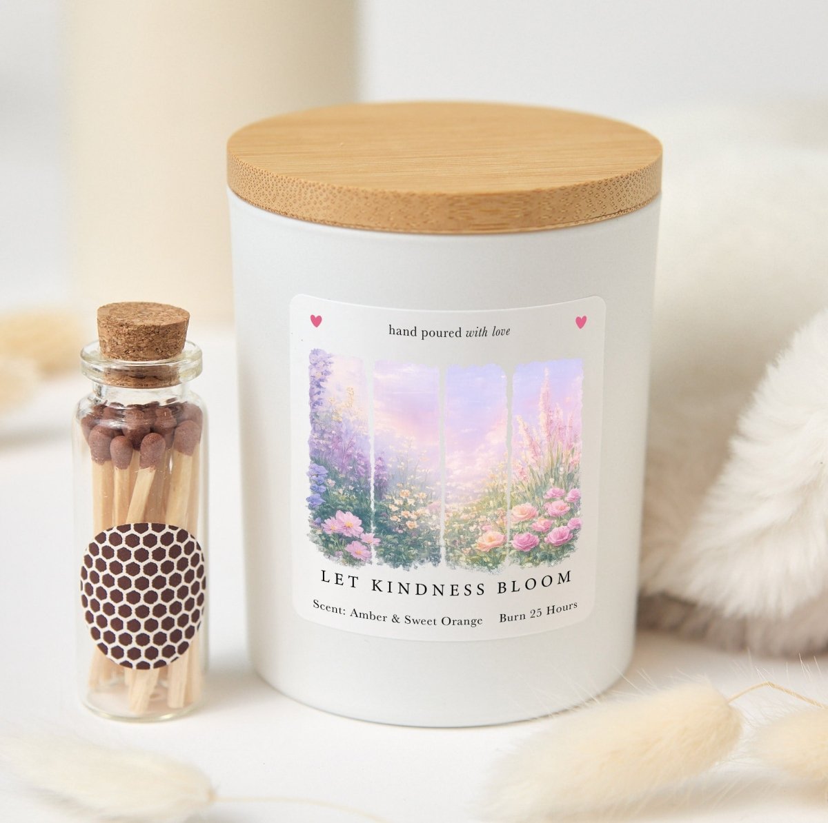 Let Kindness Bloom Candle, Floral Encouragement Gift, Inspirational Present For Friend With Gift Box