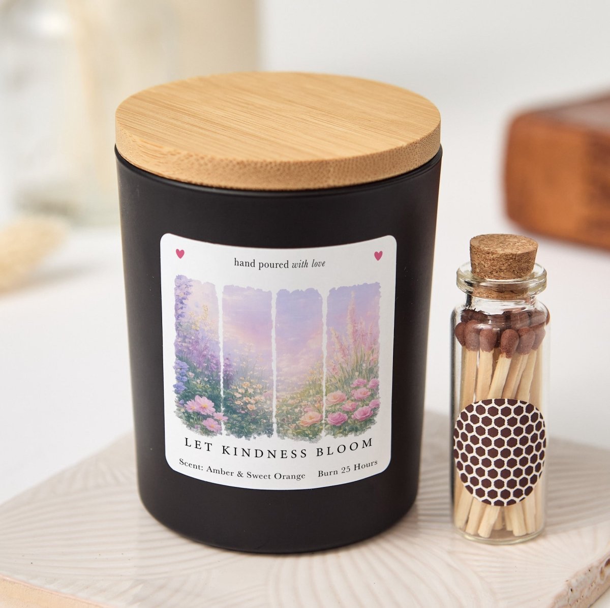 Let Kindness Bloom Candle, Floral Encouragement Gift, Inspirational Present For Friend With Gift Box
