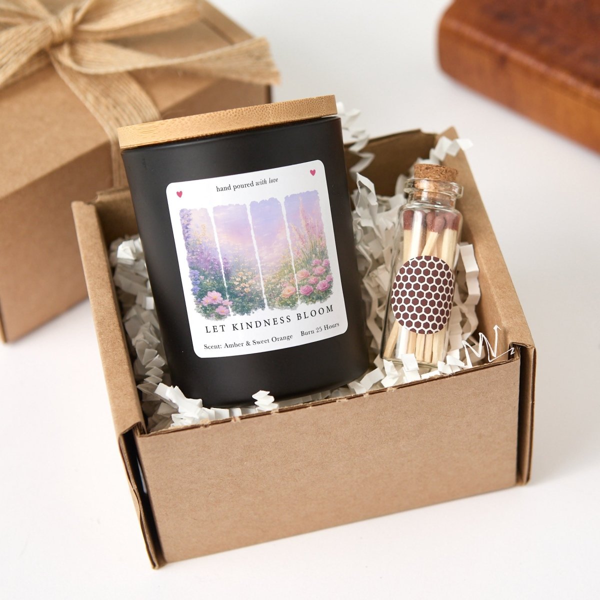 Let Kindness Bloom Candle, Floral Encouragement Gift, Inspirational Present For Friend With Gift Box