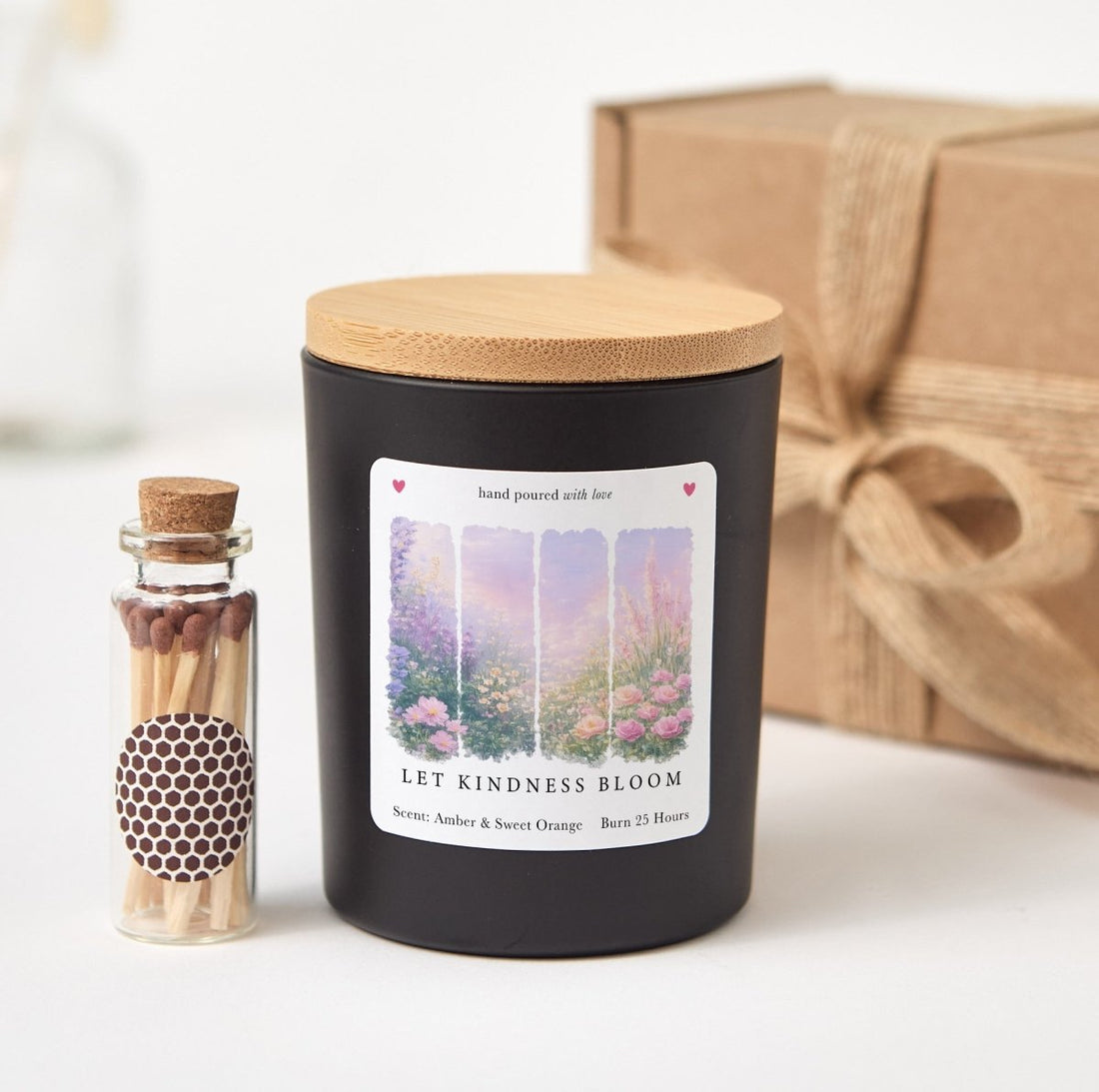 Let Kindness Bloom Candle, Floral Encouragement Gift, Inspirational Present For Friend With Gift Box