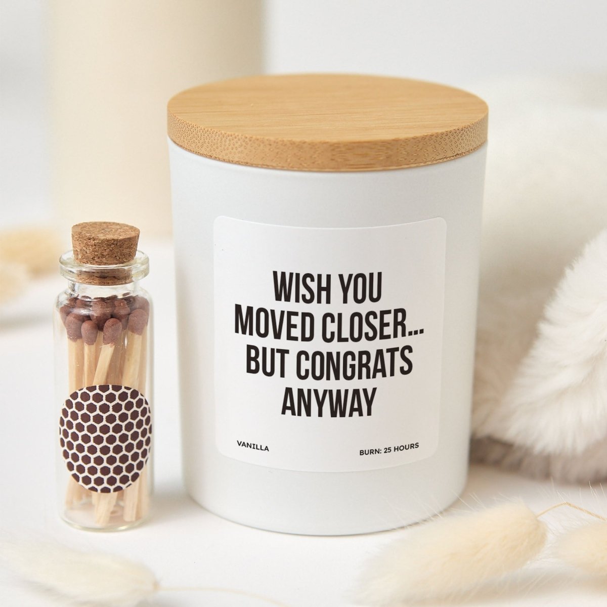 Long Distance Friendship Candle, Moving Away Gift for Best Friend Sister, Emotional Keepsake with Box, Matches